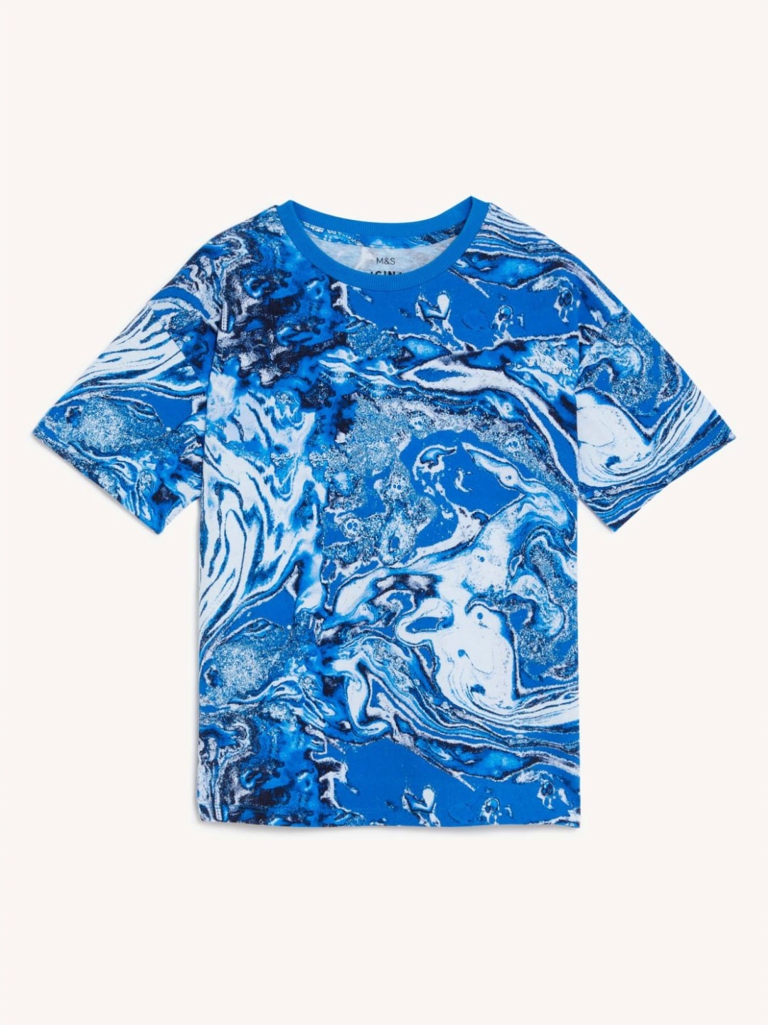 

Marks & Spencer Boys Abstract Printed Round Neck Cotton T-shirt, Blue