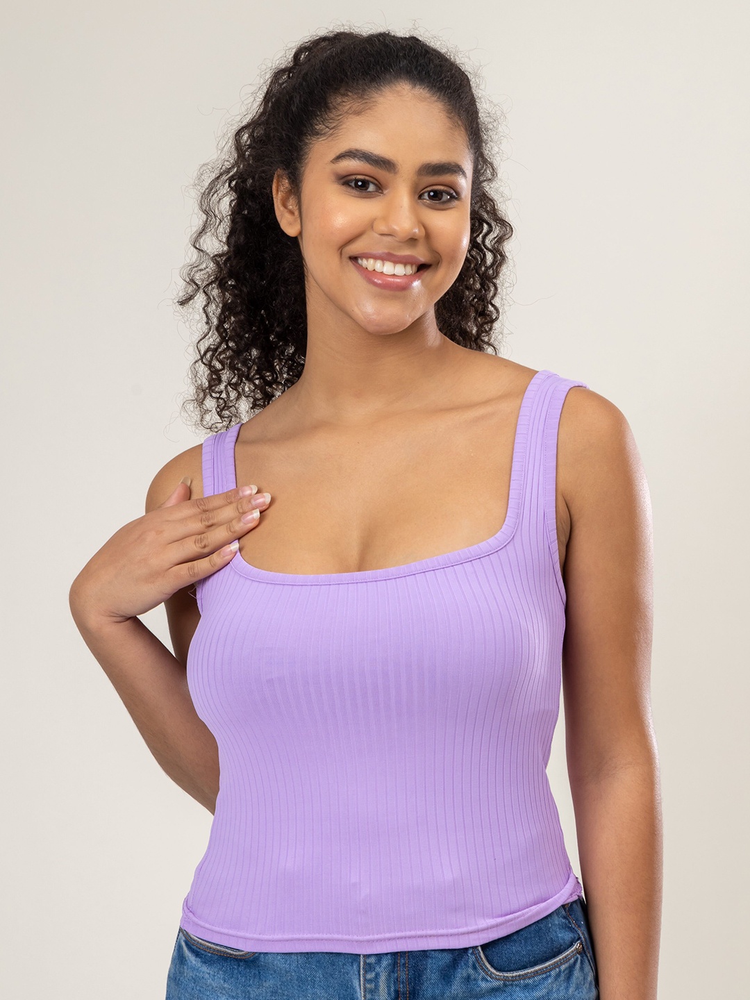 

PYR8 Women Square Neck Top, Lavender