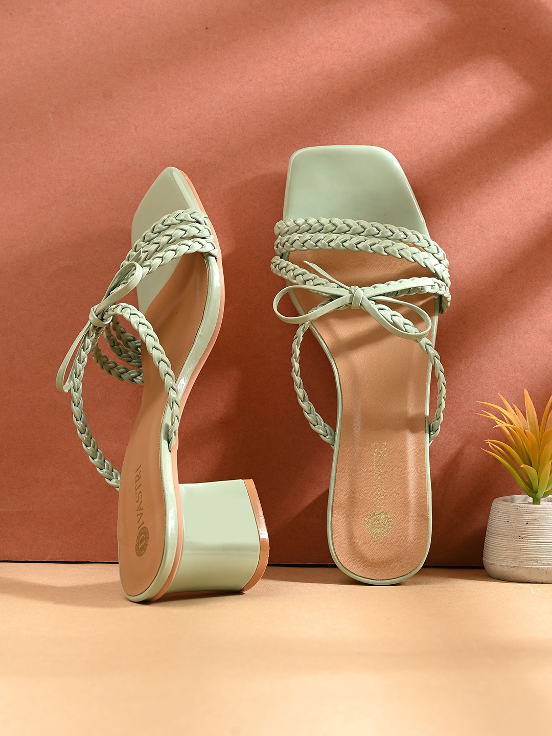 

DIVASTRI Women Block Open Back With Square Toe Sandals, Green