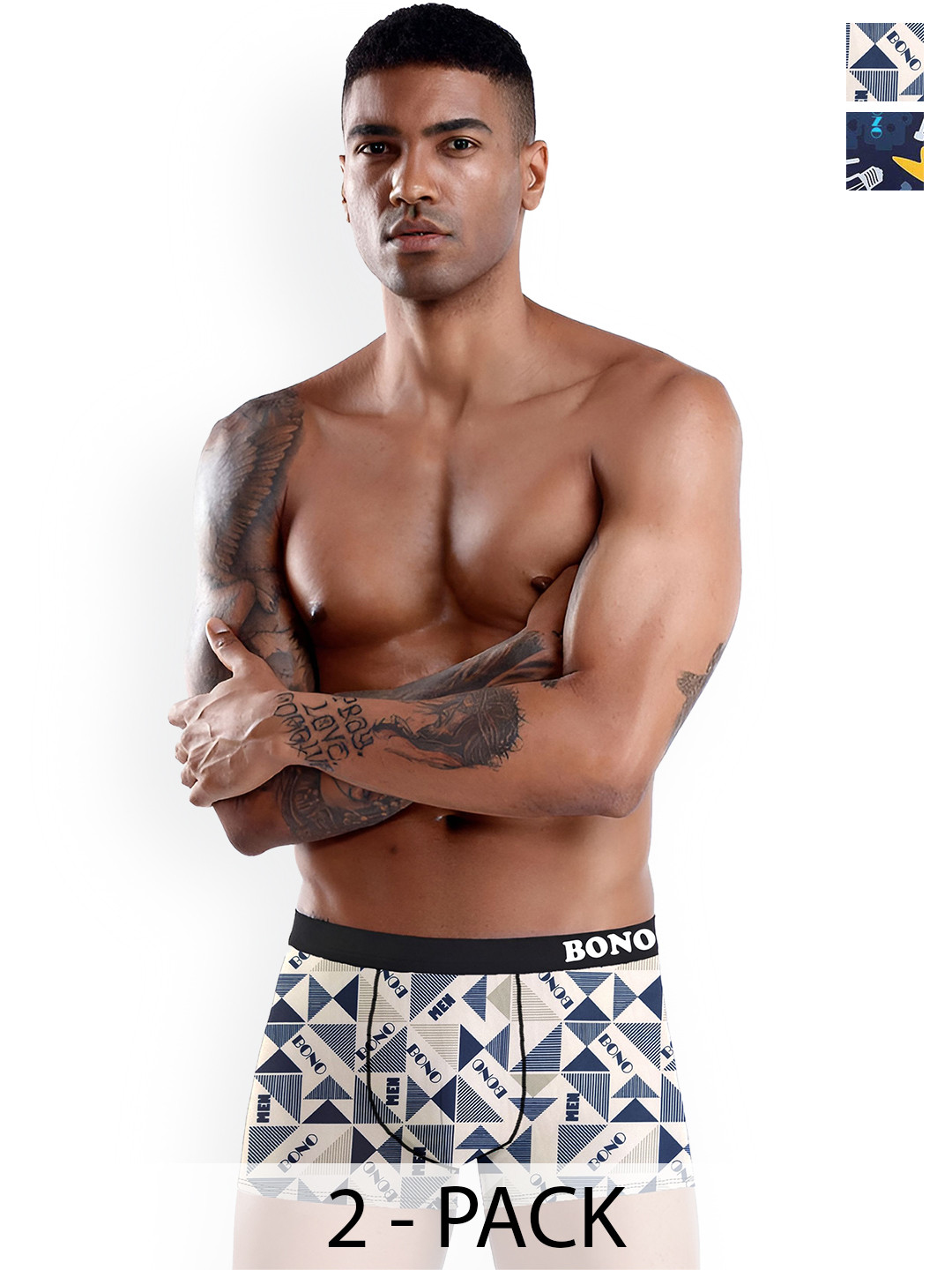 

DISPENSER Men Pack Of 2 Printed Anti Bacterial Trunk C1-C6-M, White