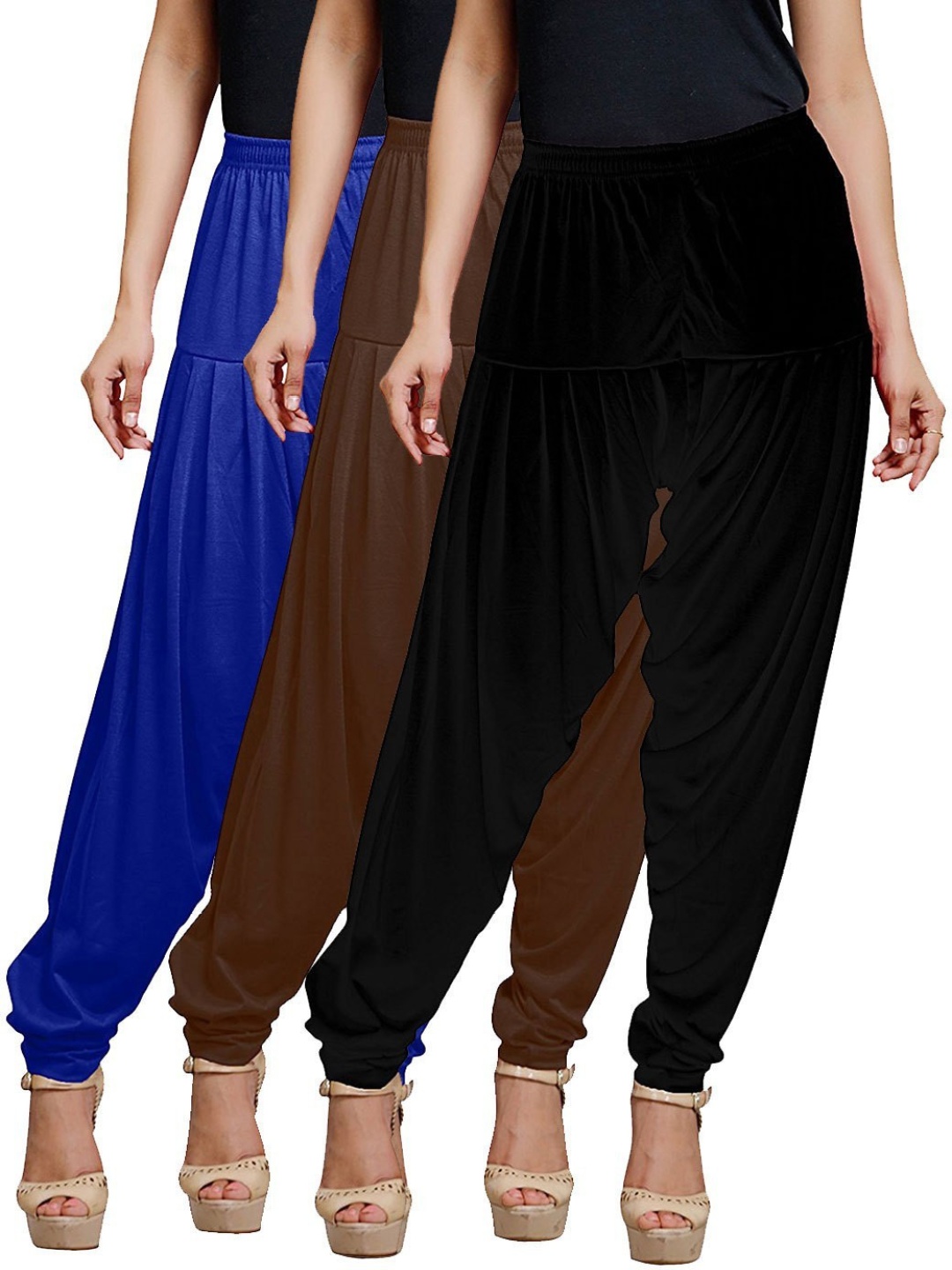 

AFRA GARMENTS Women Pack Of 3 Mid Rise Loose Fit Patiala, Black