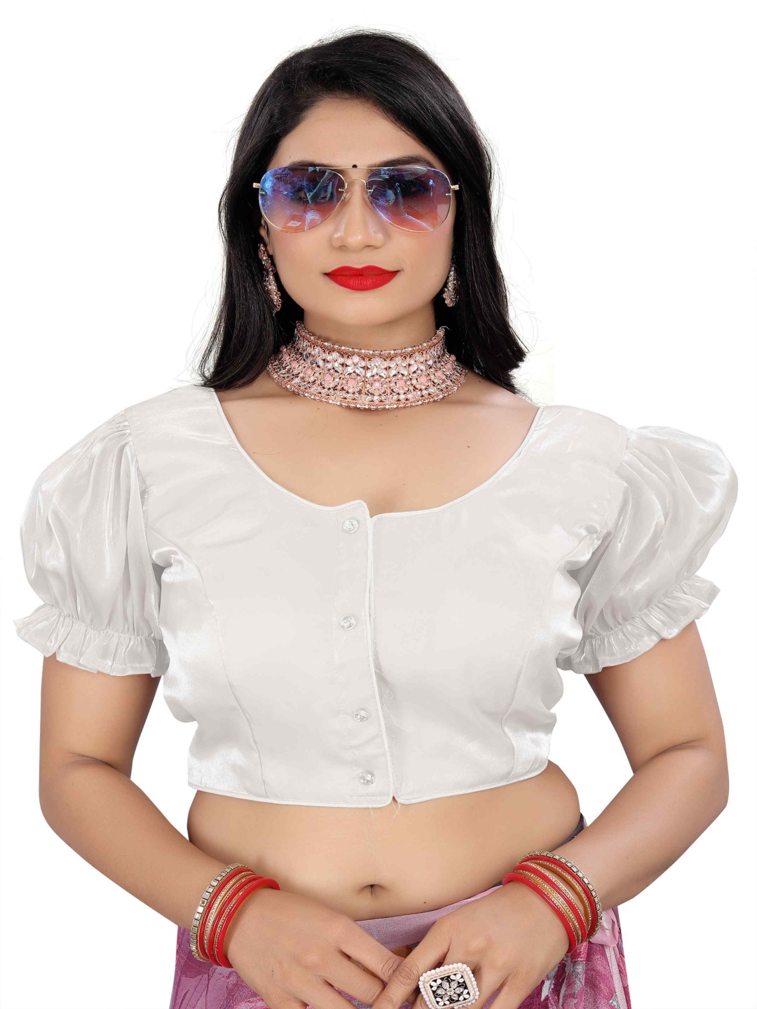 

HERE&NOW Women Party wear Saree Blouse, White