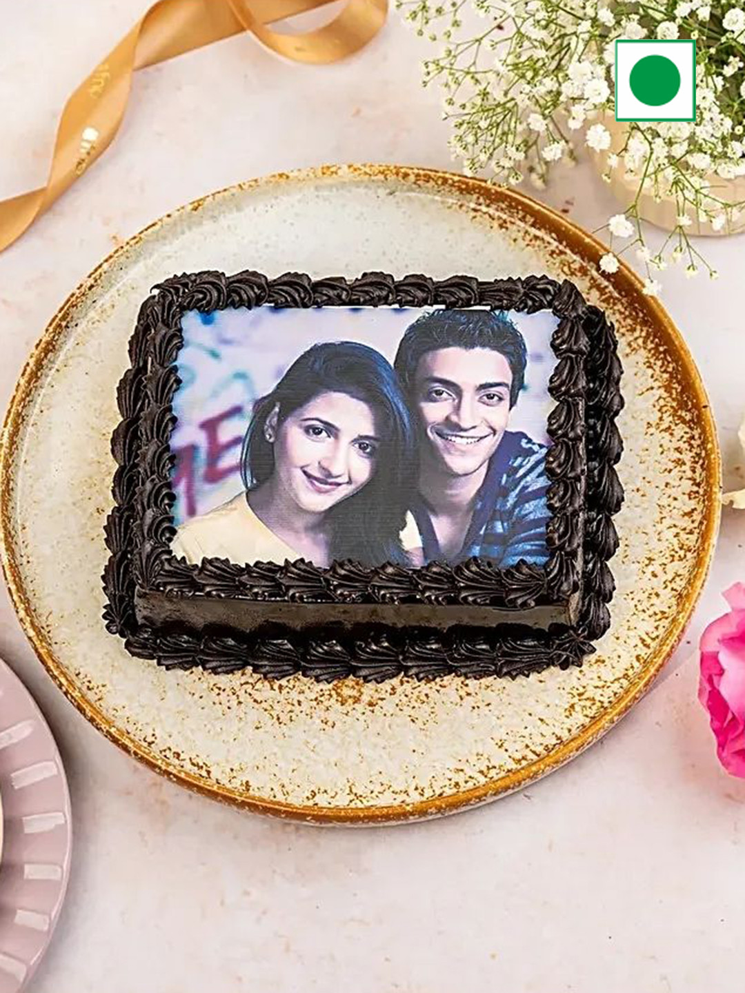 

fnp Personalised Chocolate Flavor Eggless Square Cake-500g, Brown