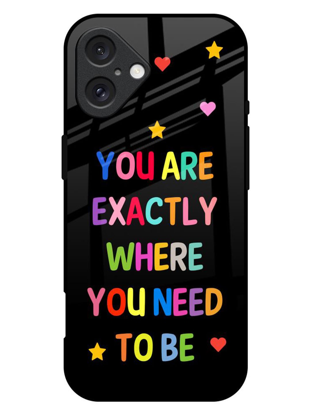 

QRIOH Magical Words Printed iPhone 16 Plus Back Case, Black