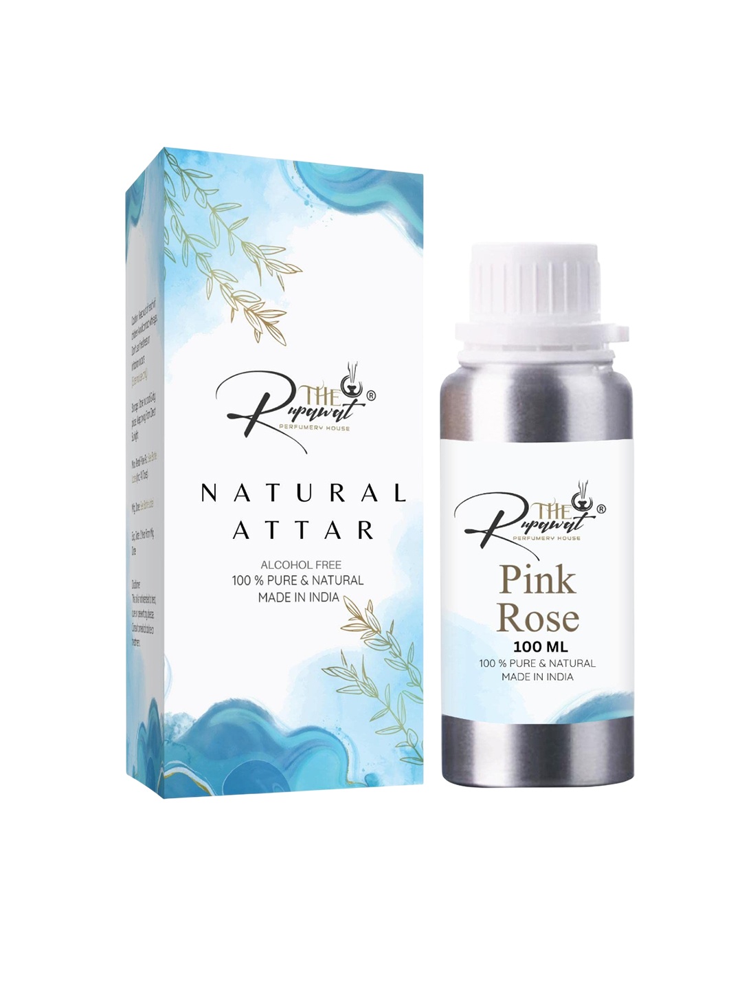 

THE RUPAWAT Perfumery House Pink Rose Natural & Alcohol Free Attar 100 ml, Transparent