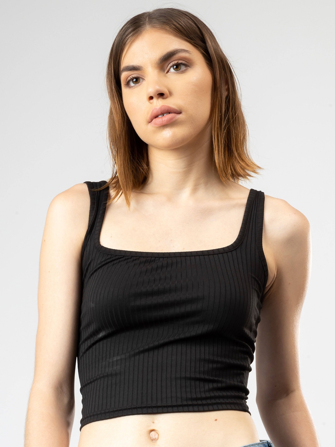 

PYR8 Striped Tank Crop Top, Black