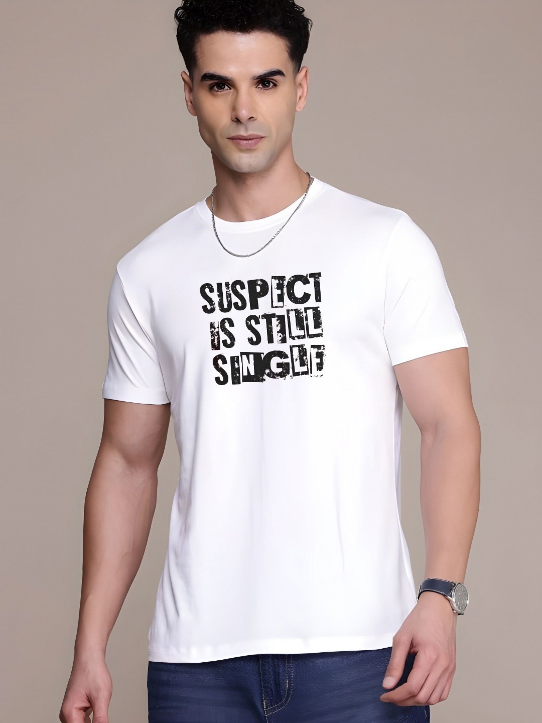 

SZN Men Typography Printed Round Neck Cotton T-shirt, White