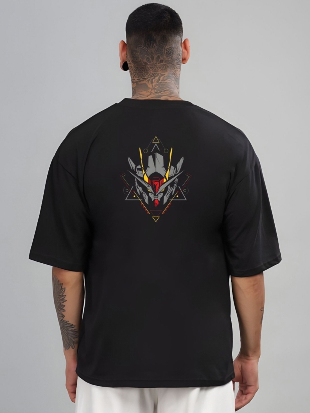 

SZN Men Graphic Printed Round Neck Cotton Oversized T-shirt, Black
