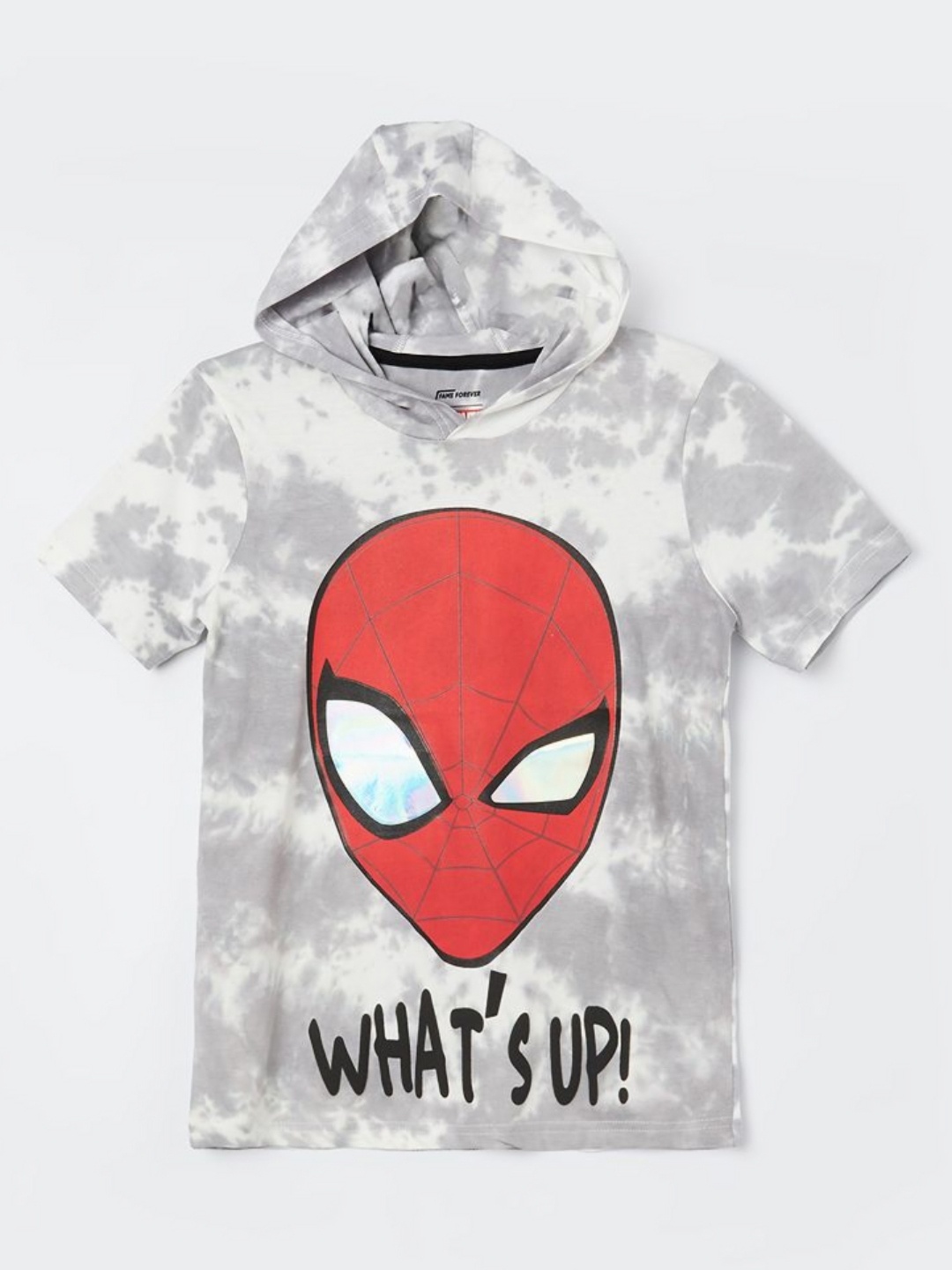 

Fame Forever by Lifestyle Boys Spider-Man Graphic Printed Hooded Cotton T-shirt, White