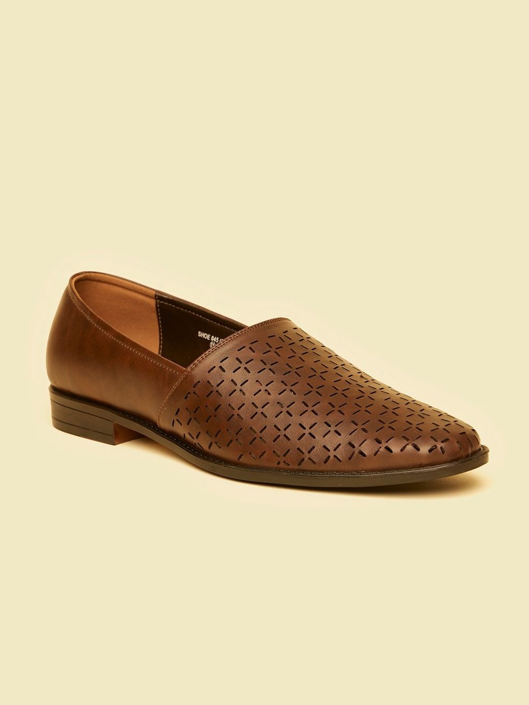 

Manyavar Men Self Design Loafer Style Mojaris, Brown