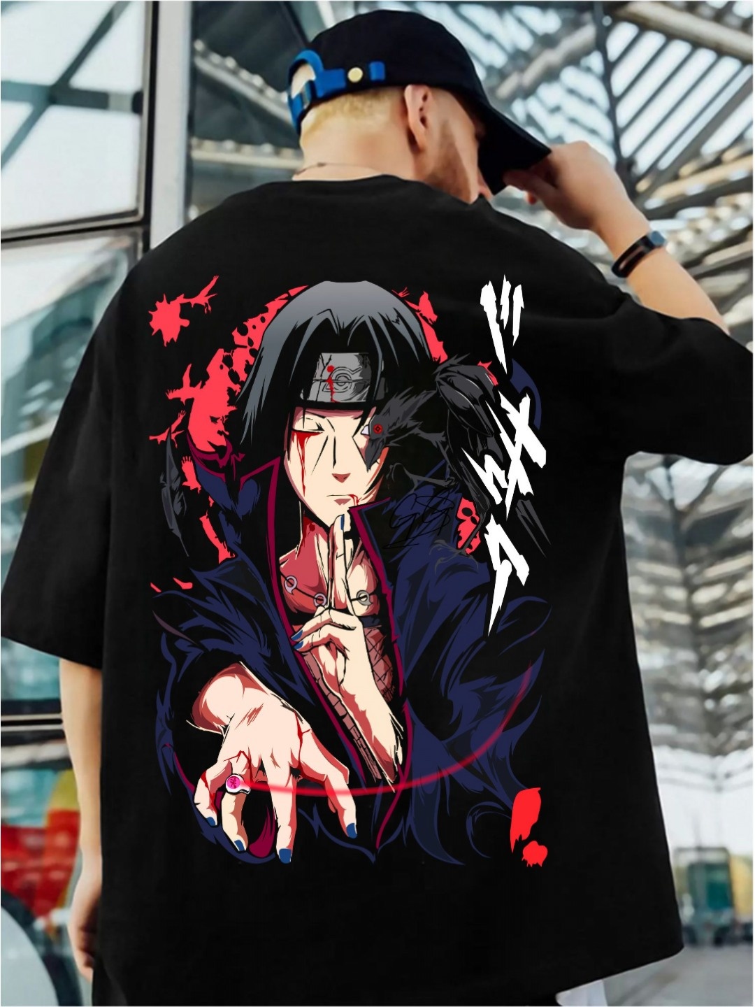 

ZEN1 FASHION Men Abzorb Graphic Printed Round Neck Cotton Oversized T-shirt, Black