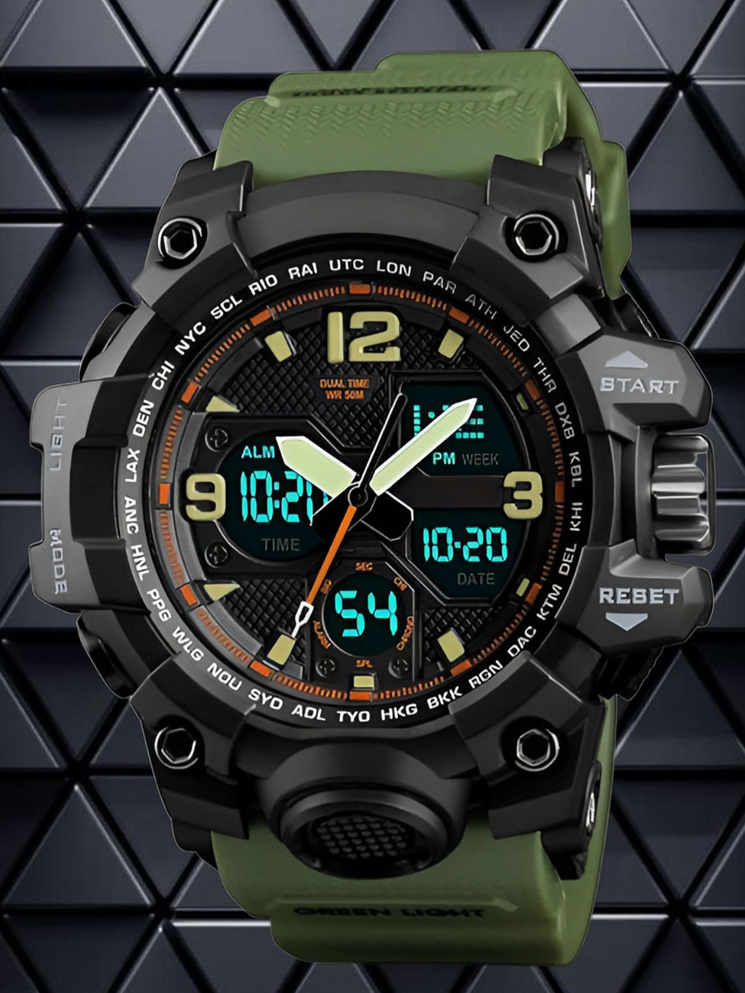 

Otage Men Dial & Textured Straps Analogue and Digital Watch Otg 1327 Green1, Green