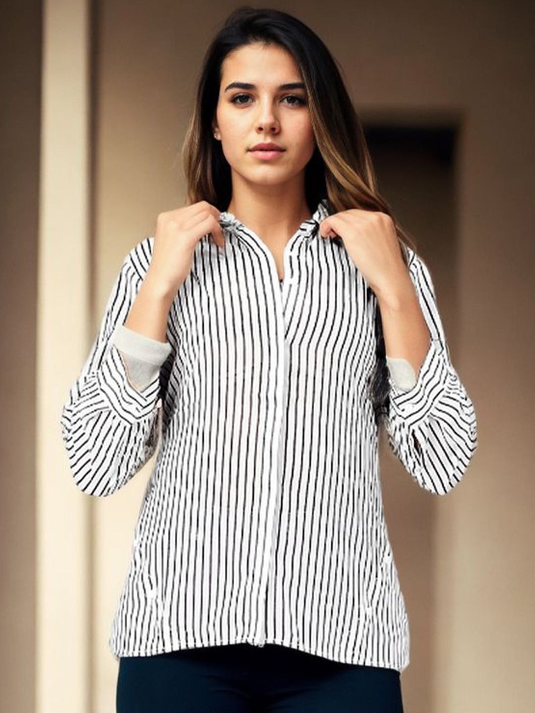 

Bucciato Private Limited Women Opaque Striped Cotton Casual Shirt, White