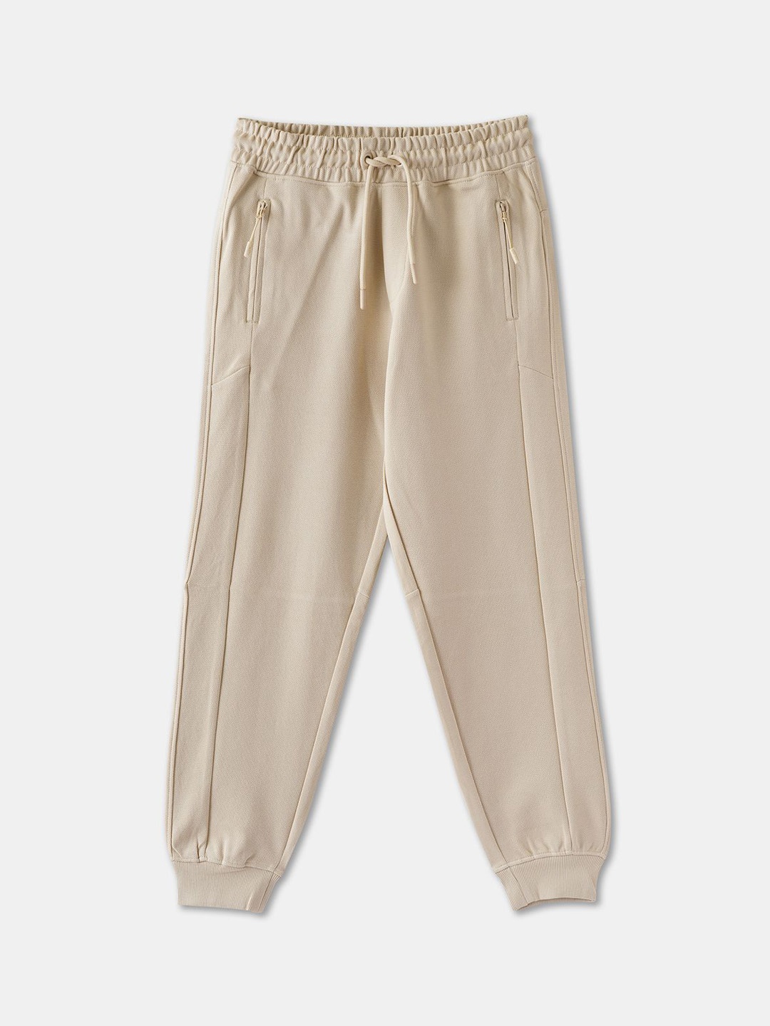 

R&B Boys Cotton Regular Fit Mid Rise Joggers Track Pants, Beige