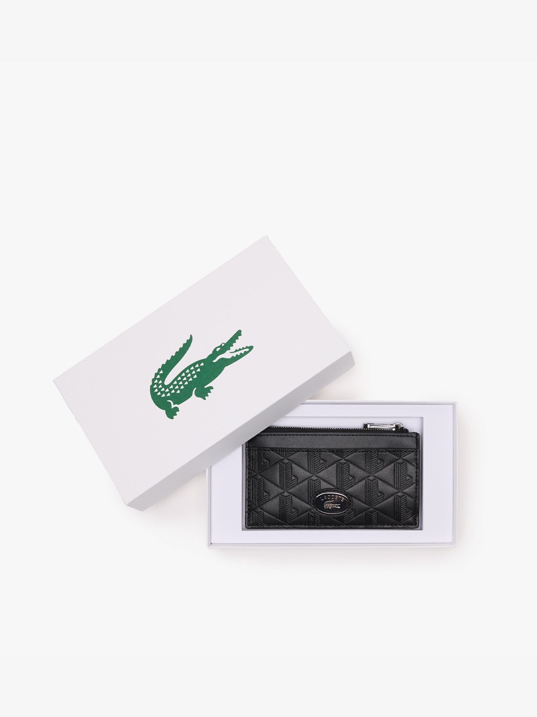 

Lacoste Men Abstract Leather Card Holder, Black