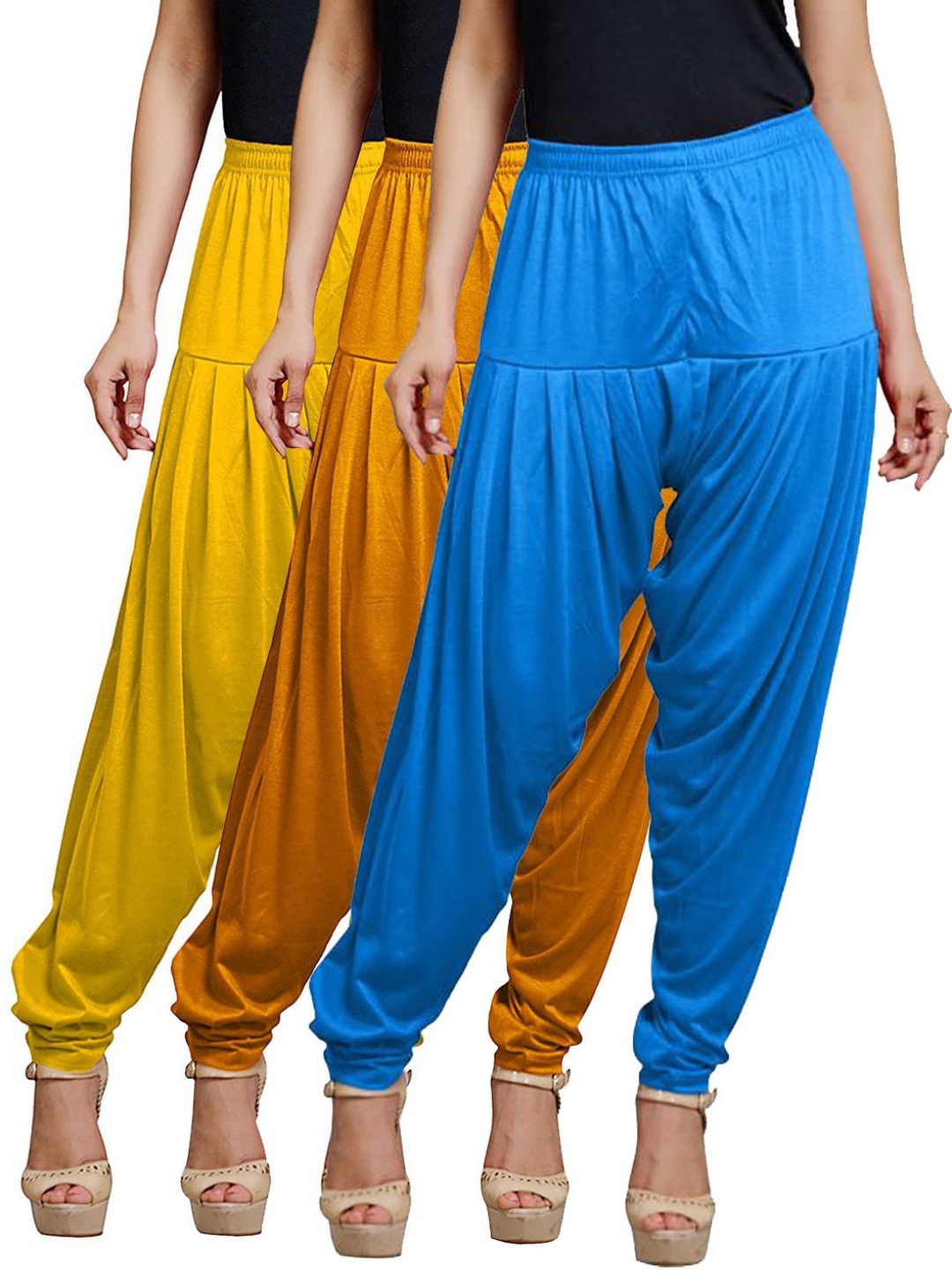 

AFRA GARMENTS Women Pack Of 3 Loose-Fit Patiala, Yellow