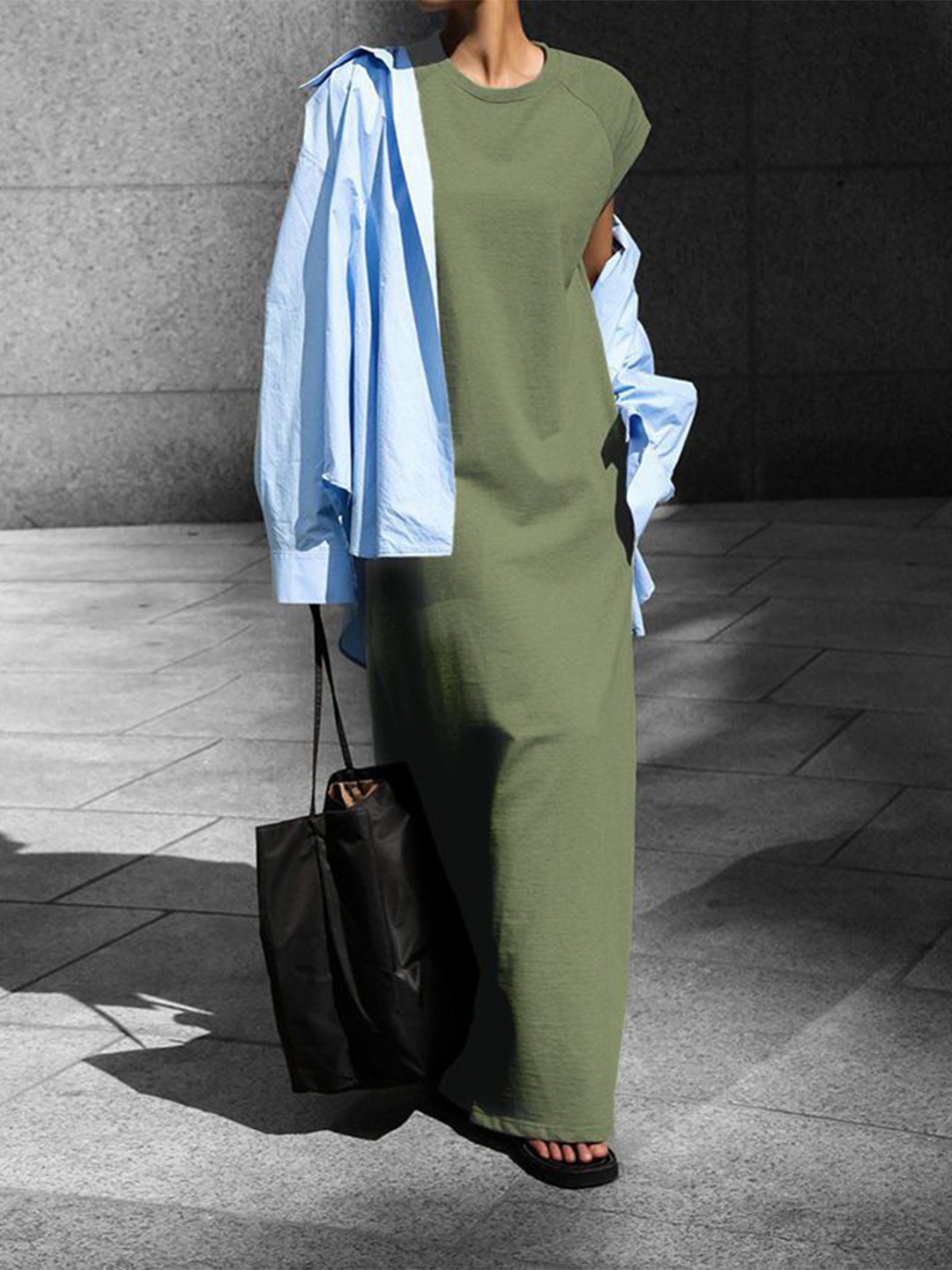 

MIAKEE Libra Women Raglan Sleeve Maxi Dress, Green