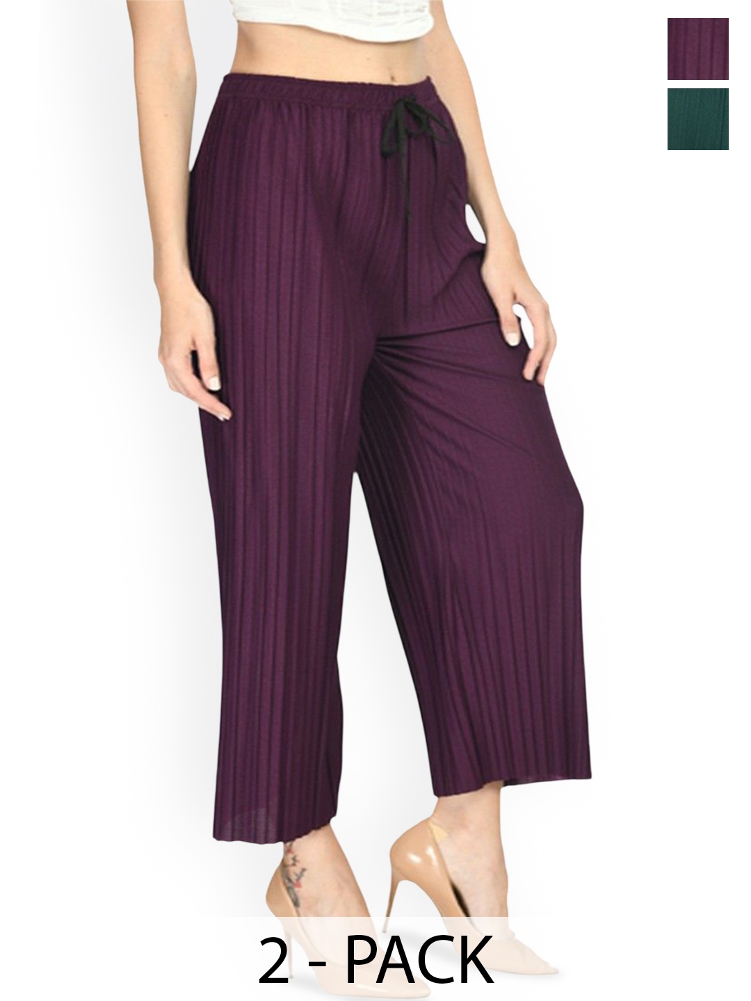 

Purser Women Pack Of 2 Original Culottes Trousers, Purple