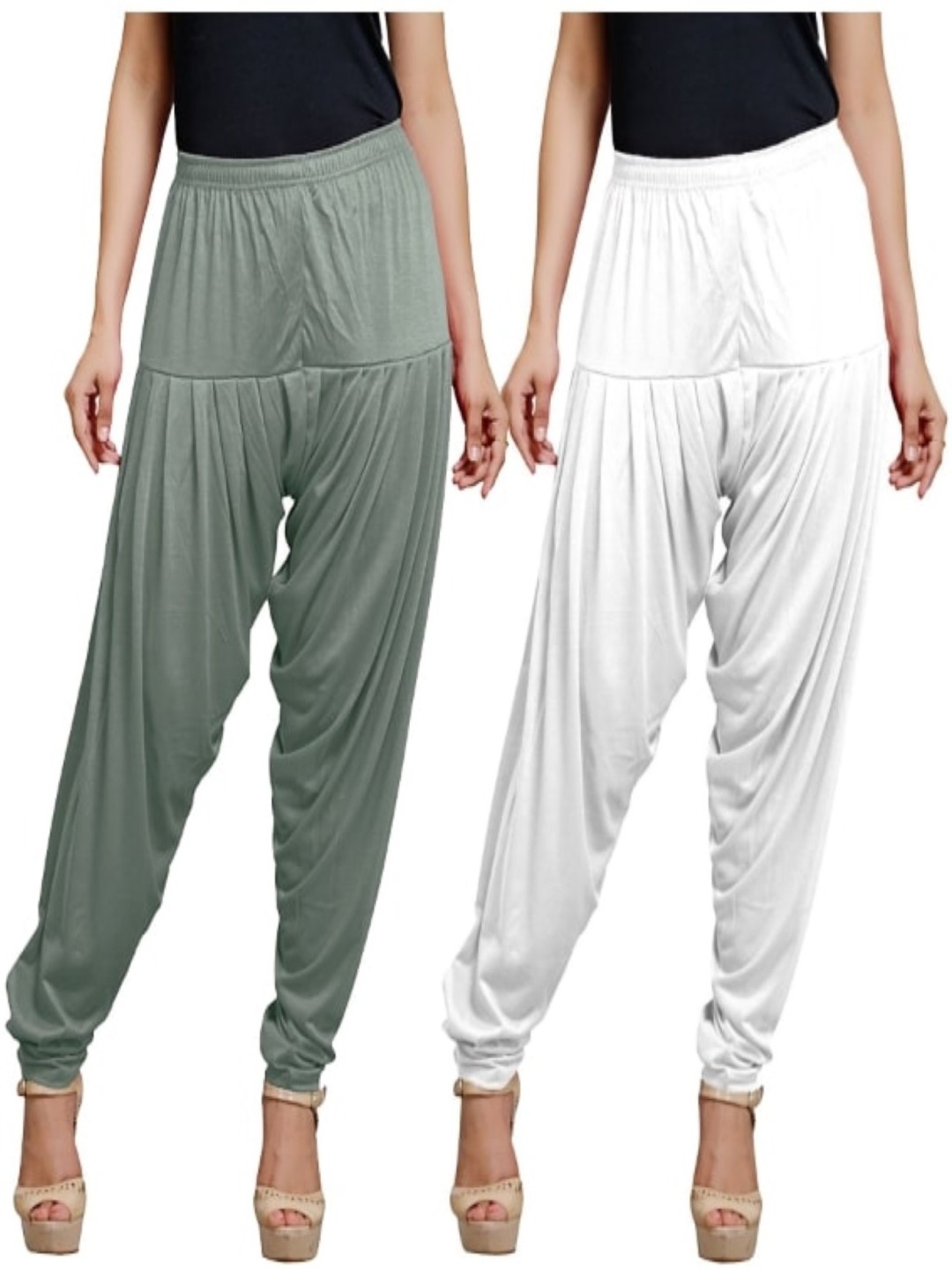 

AFRA GARMENTS Women Pack of 2 Mid-Rise Patiala, White
