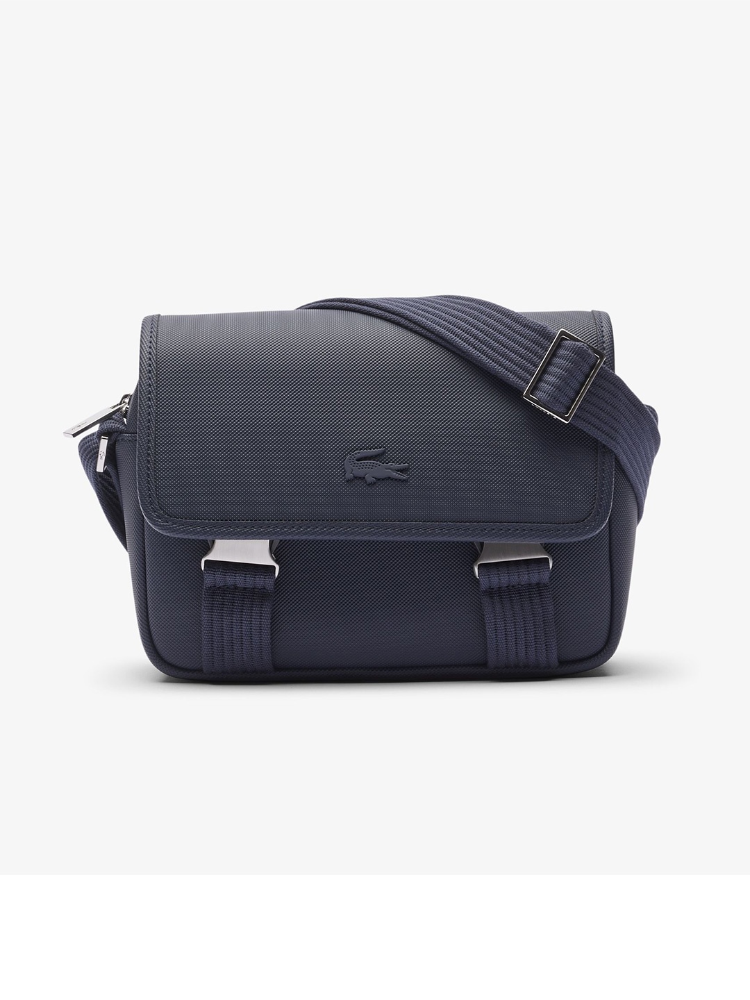 

Lacoste Men Textured Messenger Bag, Navy blue