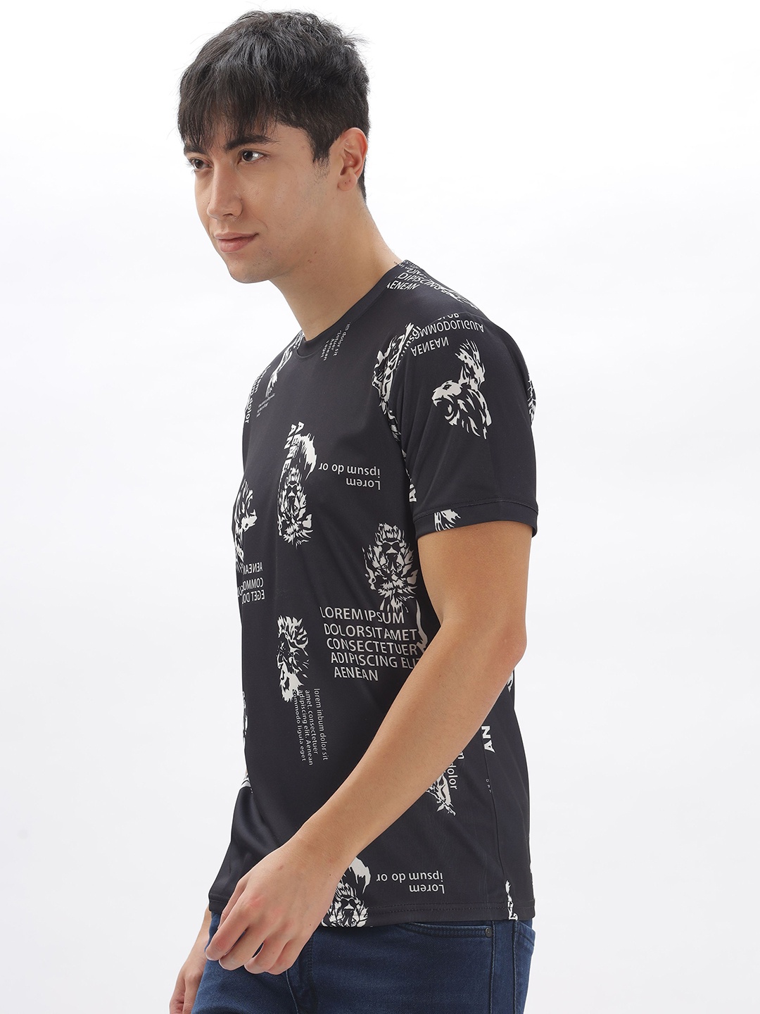 

FABRIPPLE Men Conversational Printed Round Neck T-shirt, Black