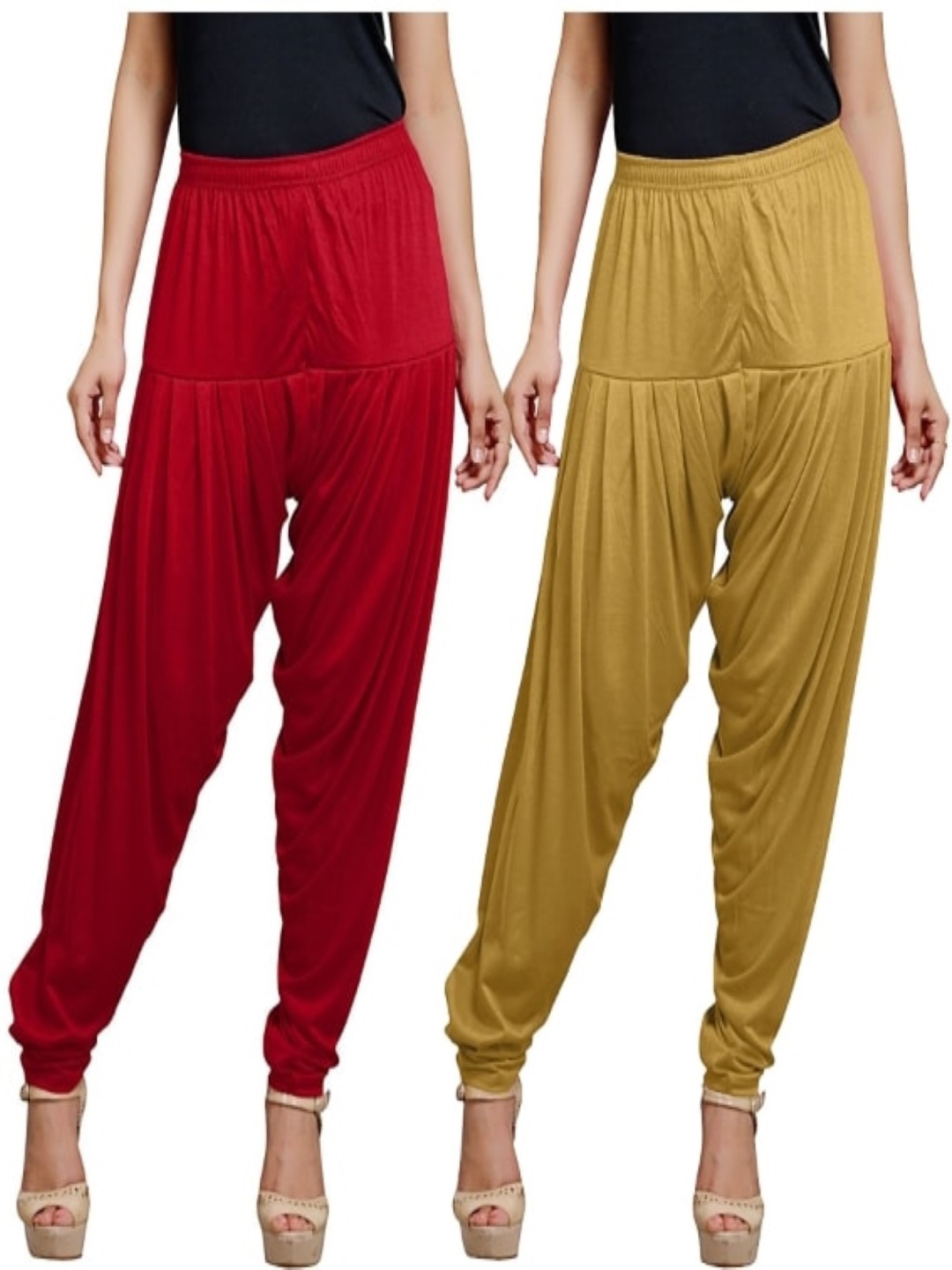 

AFRA GARMENTS Women Pack Of 2 Solid Mid-Rise Patiala, Mustard