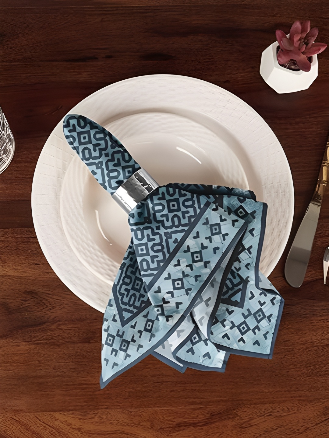 

Vargottam Teal 6 Pieces Printed 50.8 cm x 50.8 cm Cotton Table Napkin
