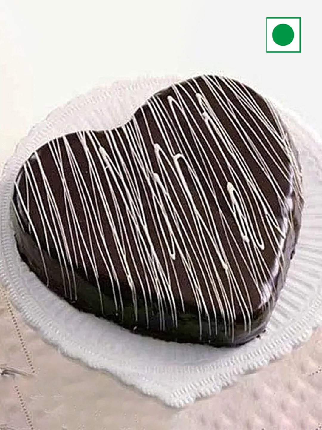 

fnp Chocolate Truffle Flavor Eggless Heart Cake-1Kg, Brown