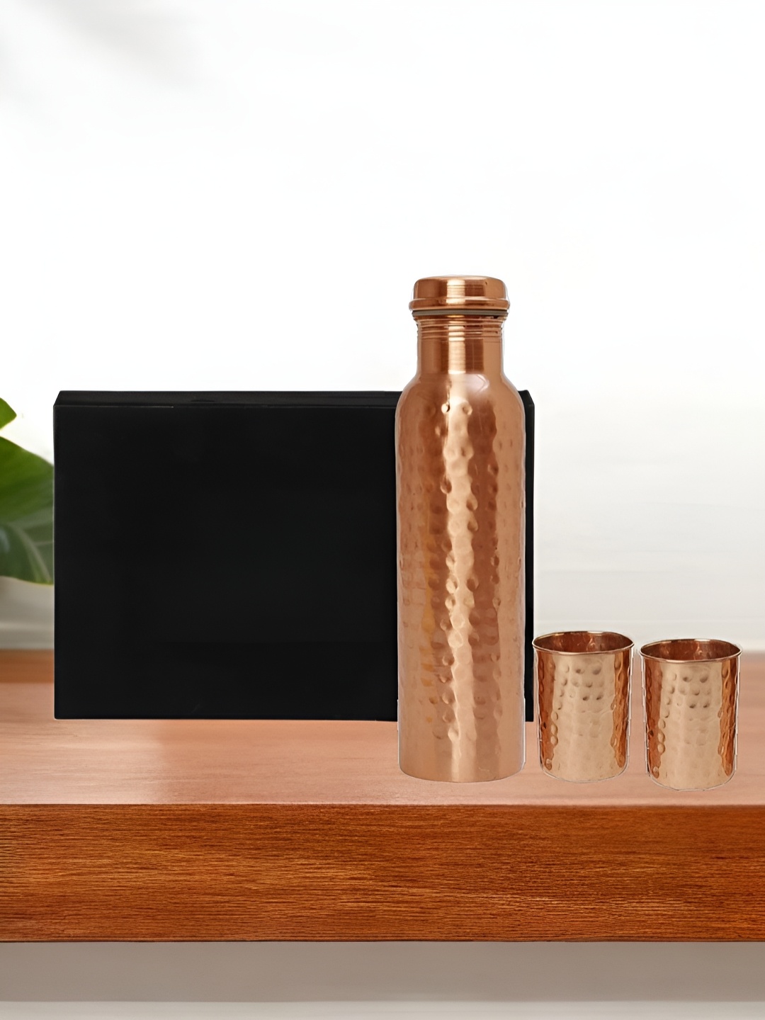 

INTERNATIONAL GIFT 3 Pieces Pure Copper Water Bottle With Glass Set Box & Bag 950ml
