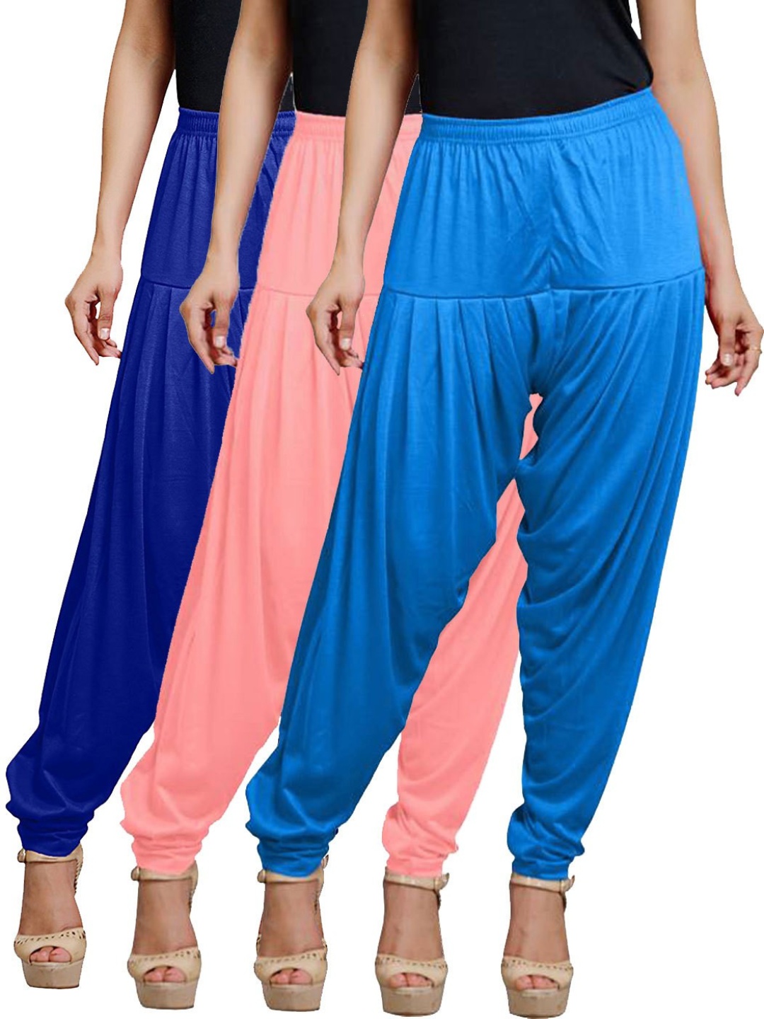 

AFRA GARMENTS Women Pack Of 3 Mid Rise Loose Fit Patiala, Pink