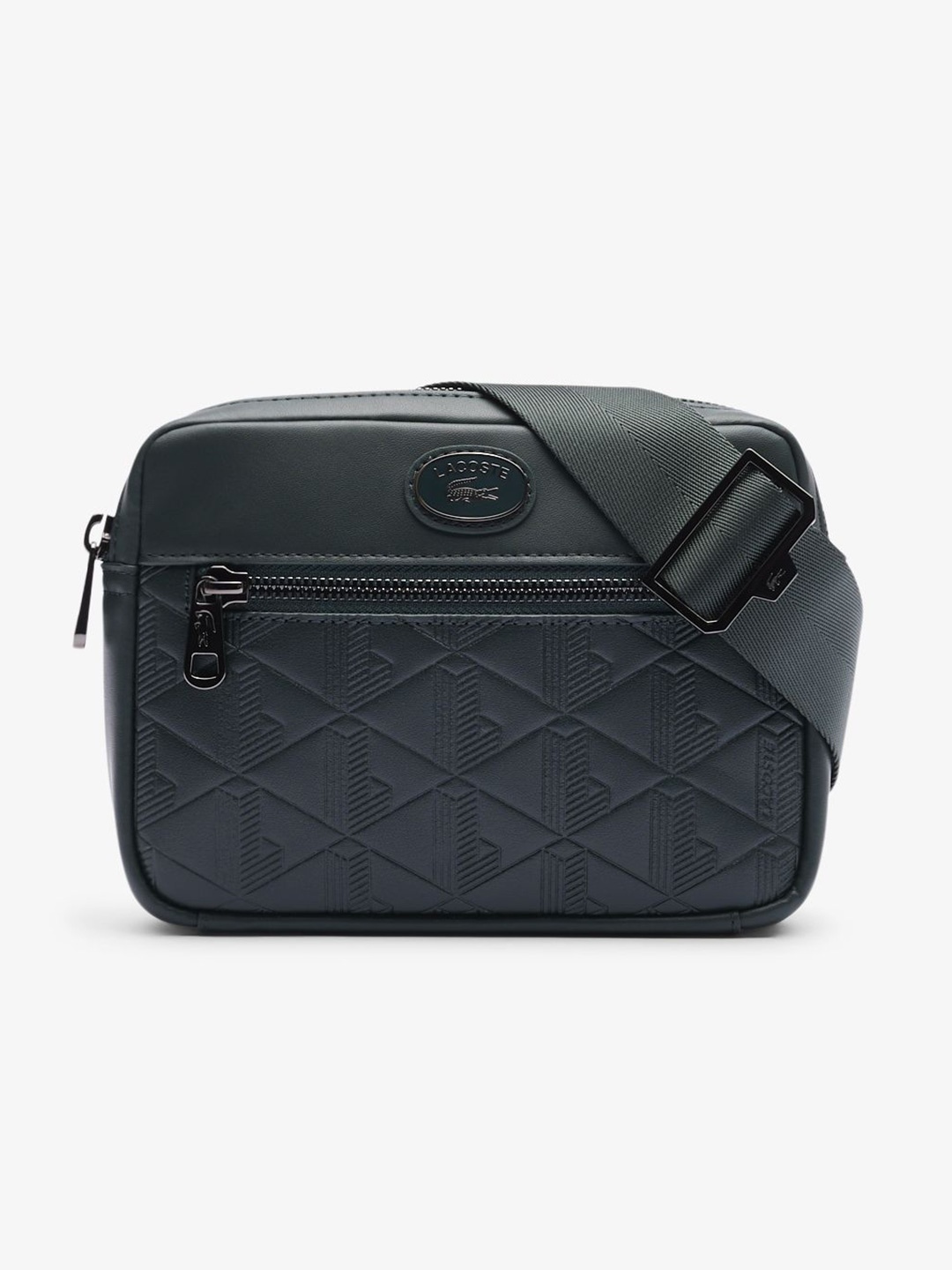 

Lacoste Men Textured Messenger Bag, Black