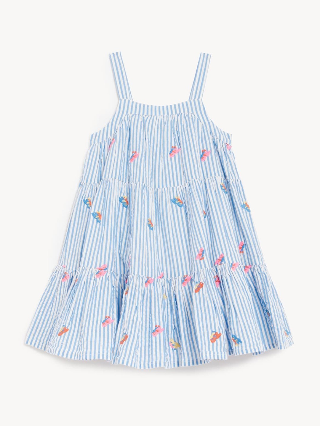 

Marks & Spencer Girls Striped Pure Cotton A-Line Dress, Blue