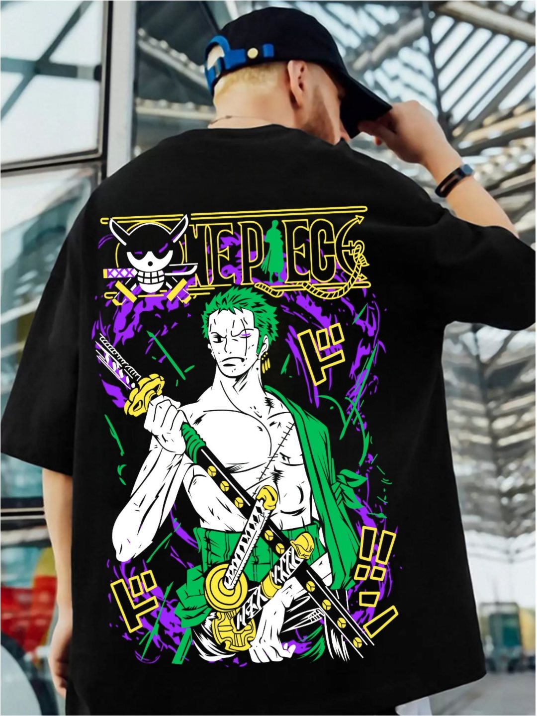 

ZEN1 FASHION Men Abzorb Graphic Printed Round Neck Cotton Oversized T-shirt, Black