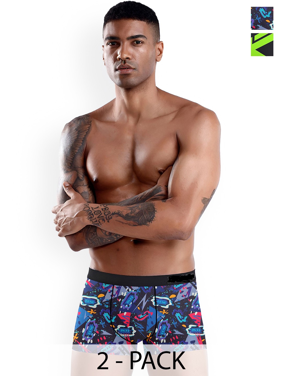 

DISPENSER Pack Of 2 Printed Anti Bacterial Stretchable Trunks C4-C5-M, Blue