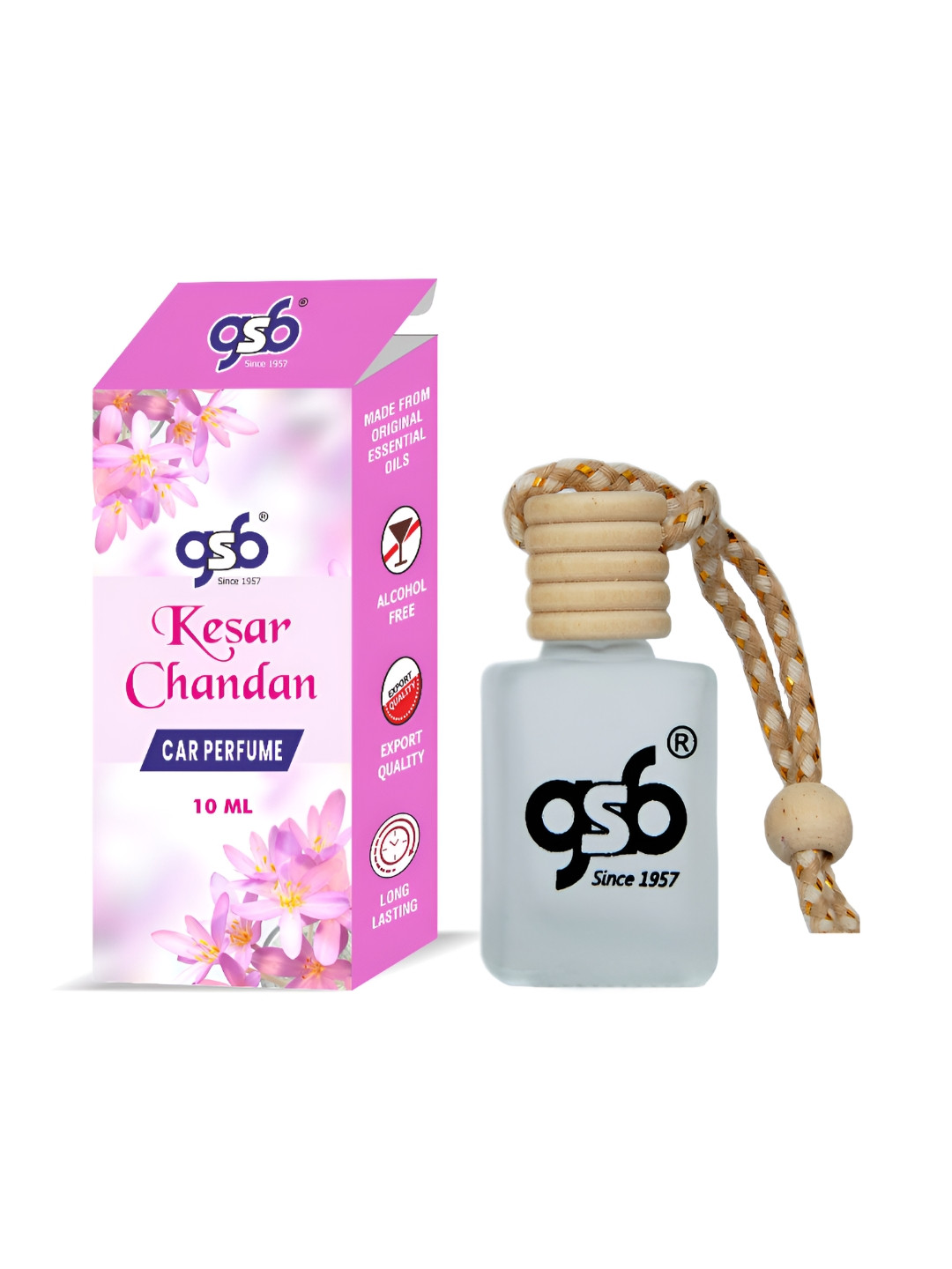 

GSB Kesar Chandan Hanging Car Air Freshener - 10 ml, White