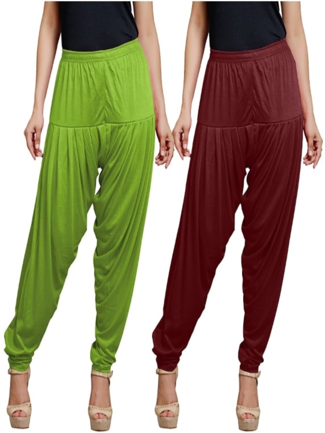 

AFRA GARMENTS Women Pack of 2 Mid-Rise Patiala, Brown
