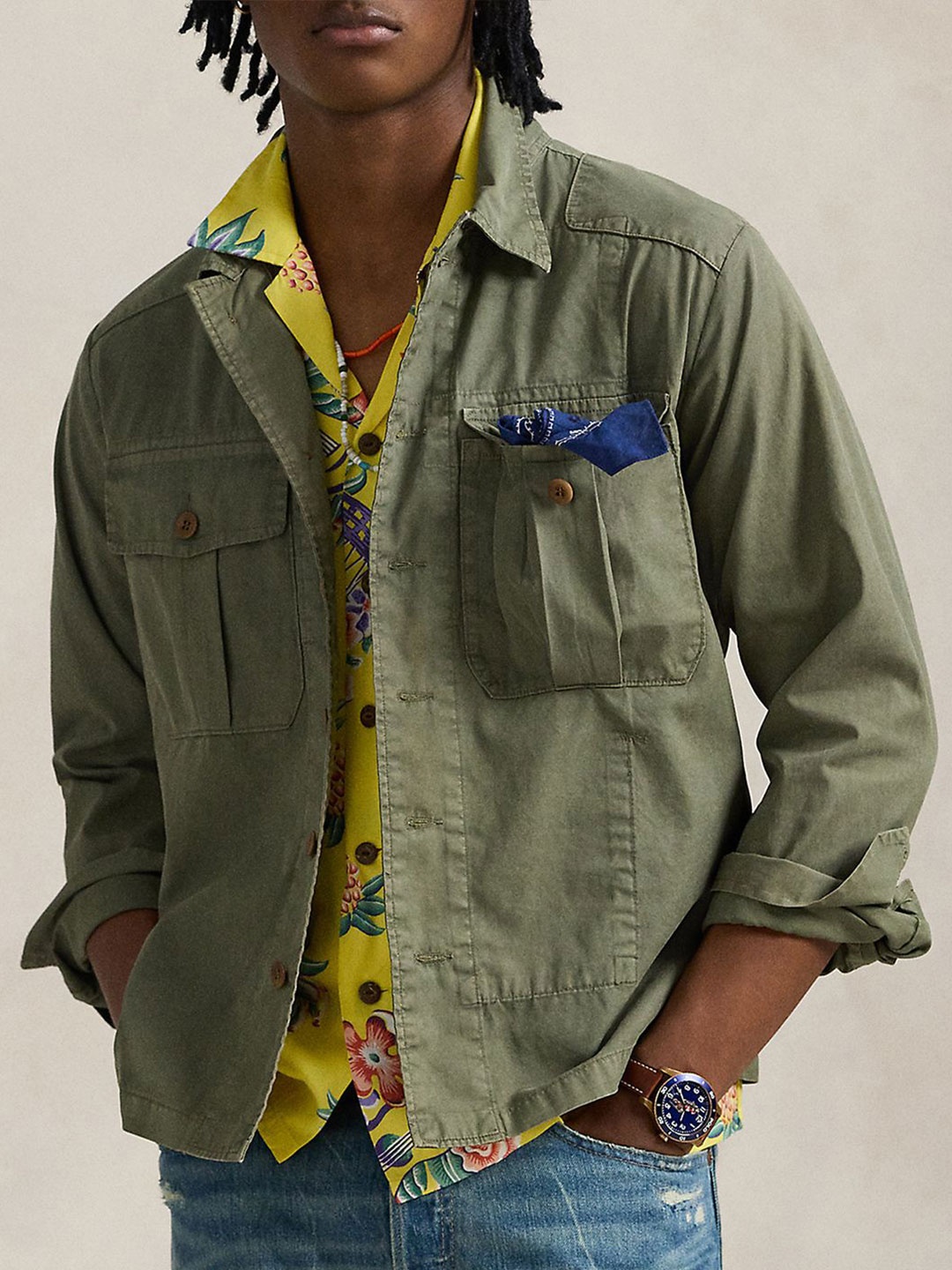 

Polo Ralph Lauren Men Spread Collar Solid Cotton Casual Shirt, Green