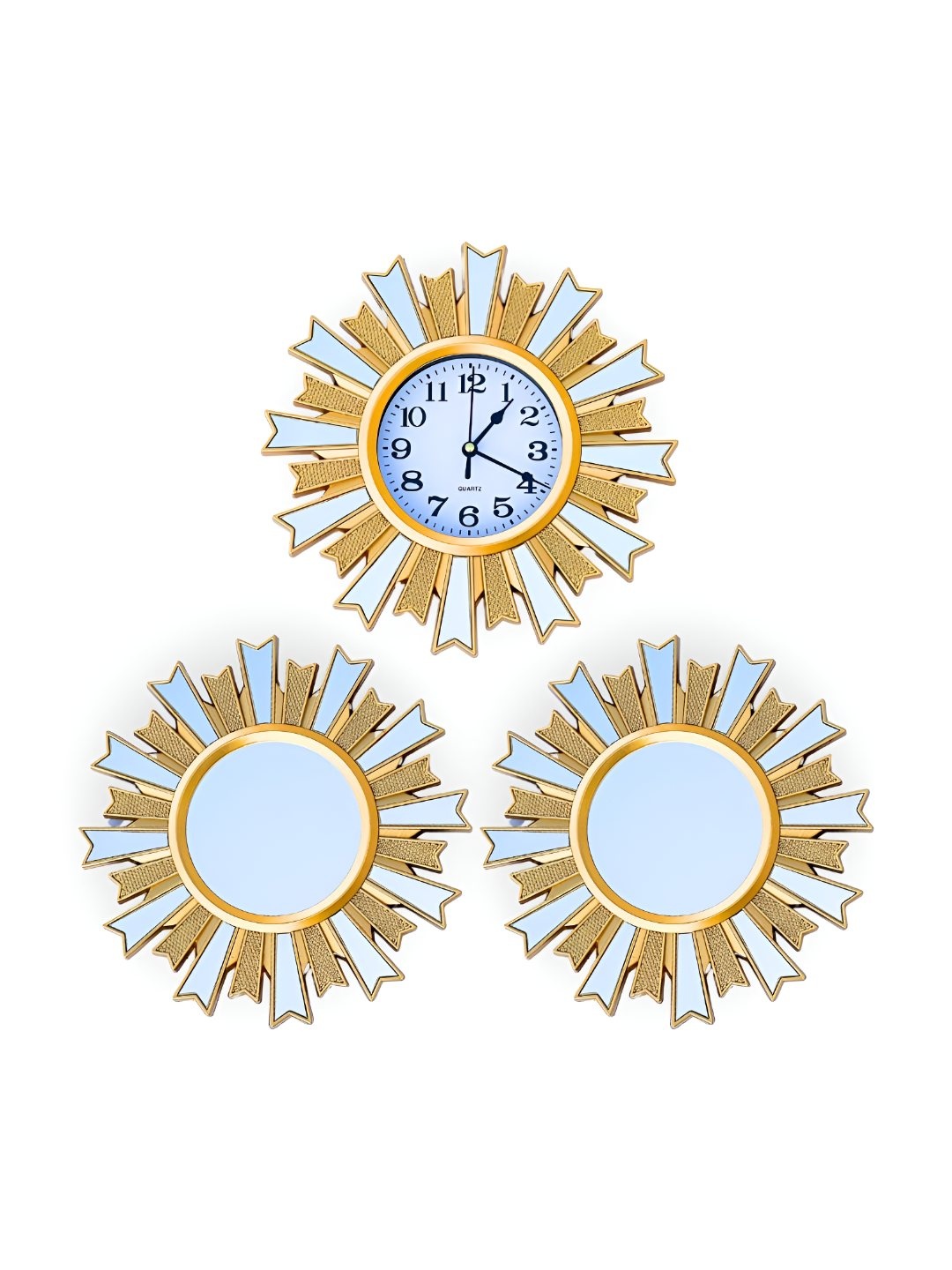 

Myntra Elegant Homes Gold-Toned 3 Pcs Contemporary Wall Clock
