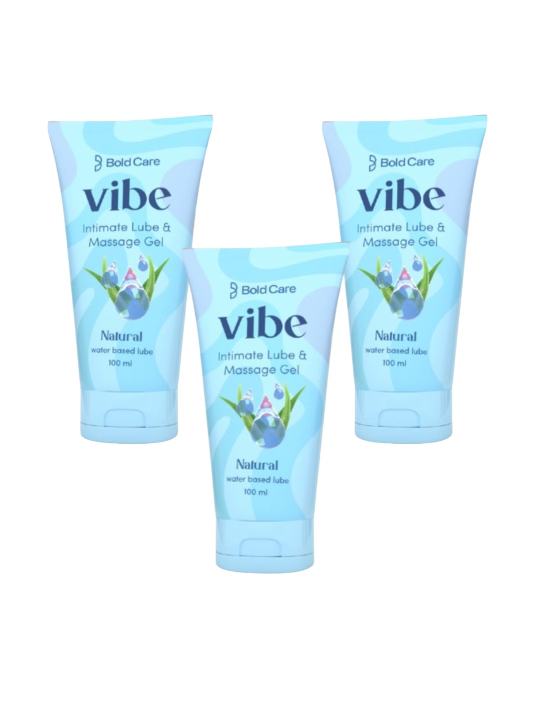 

Bold Care Set Of 3 Vibe Natural Lubricants- 100 ml Each, Turquoise blue