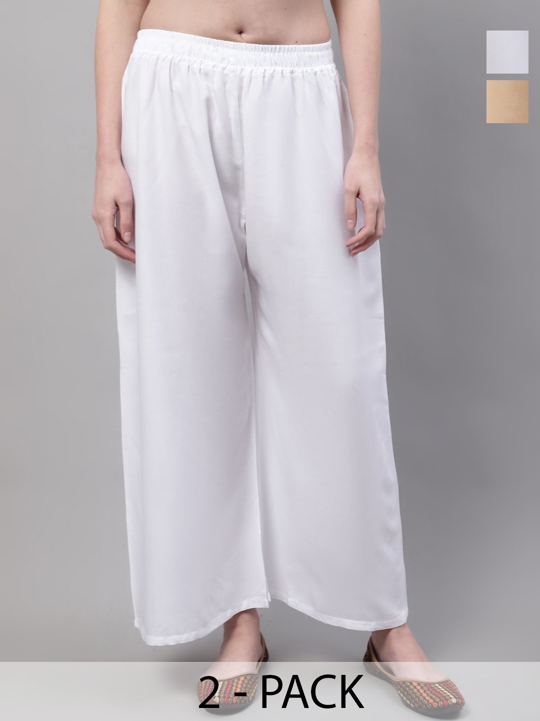 

Valles365 by S.C.Women Pack Of 2 Flared Ethnic Palazzos, White