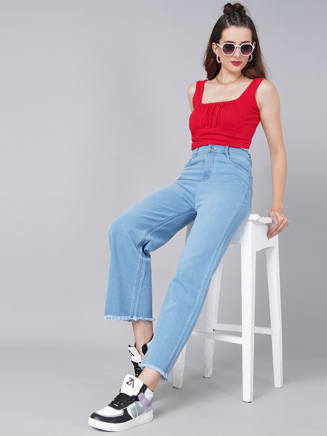 

Moda Rapido Cotton Crop Top, Red