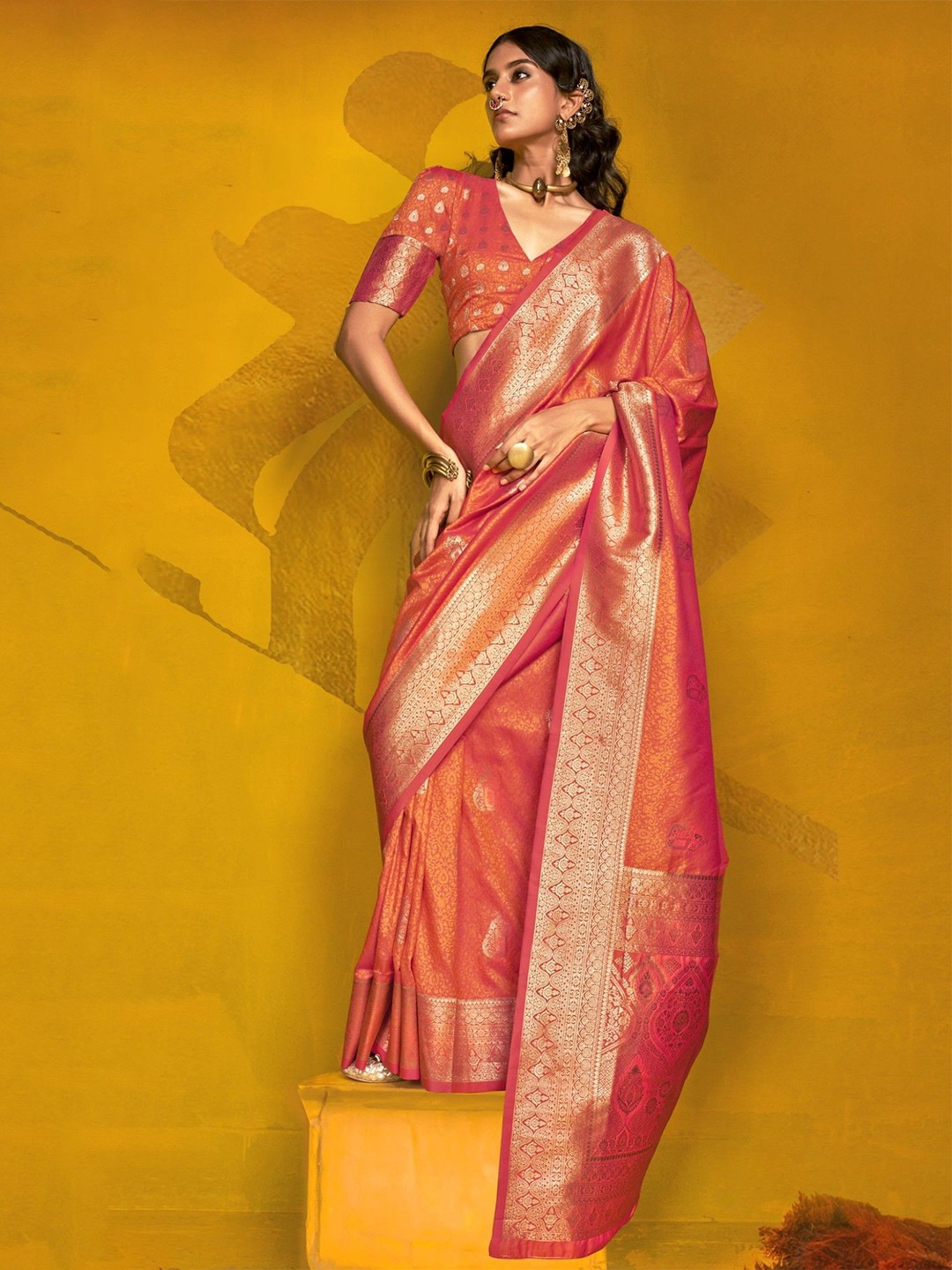 

MySilkLove Sedona Orange Banarasi Handloom Silk Saree