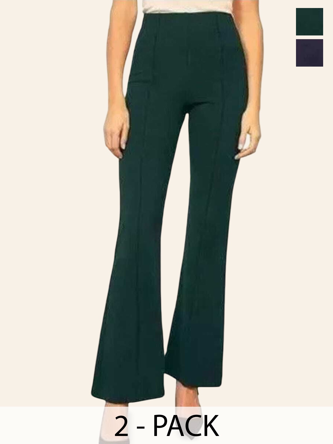 

Purser Women Pack Of 2 Cotton Original Bootcut Trousers, Blue