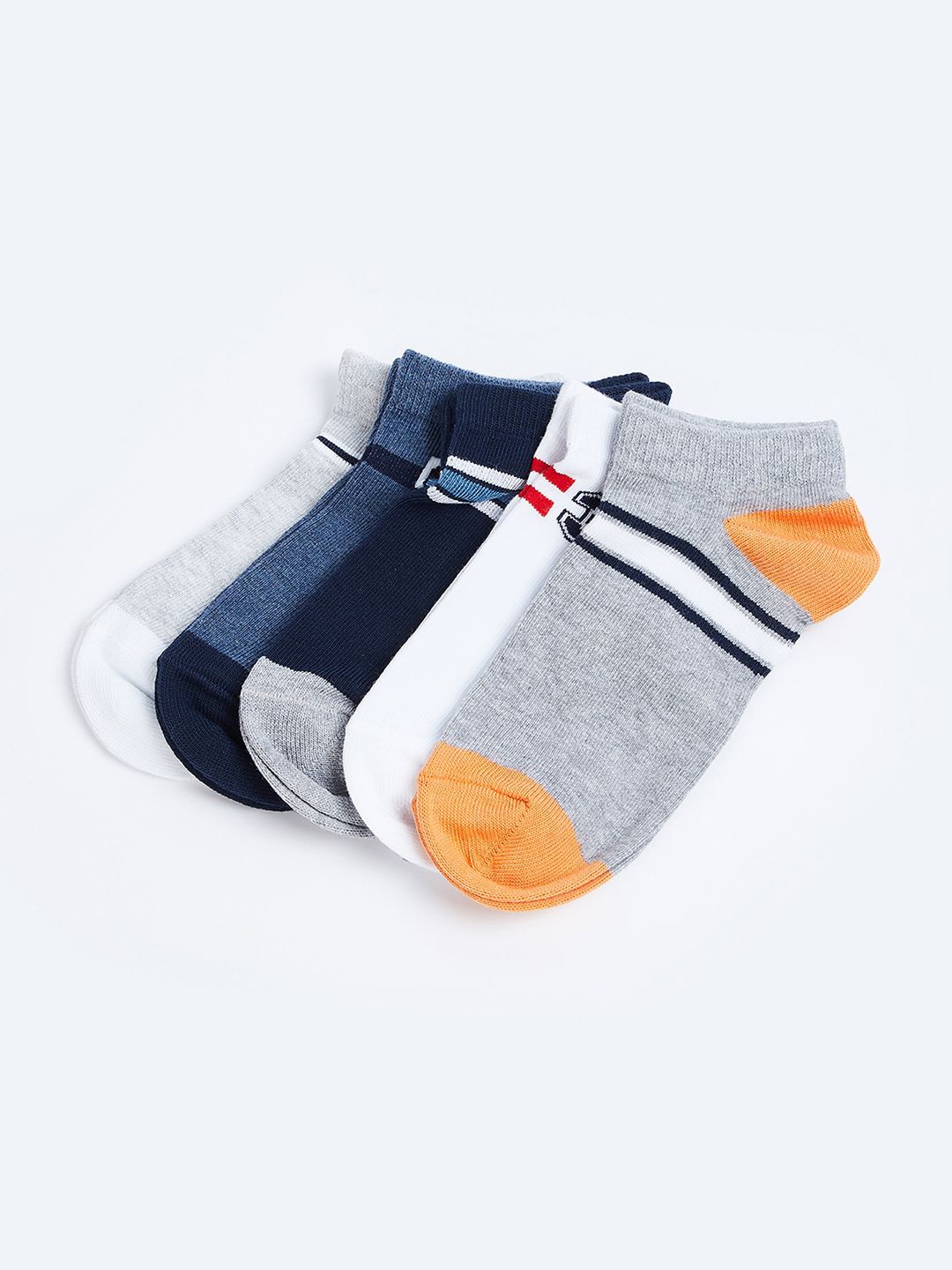 

max Boys Pack Of 5 Patterned Ankle-Length Socks, Grey