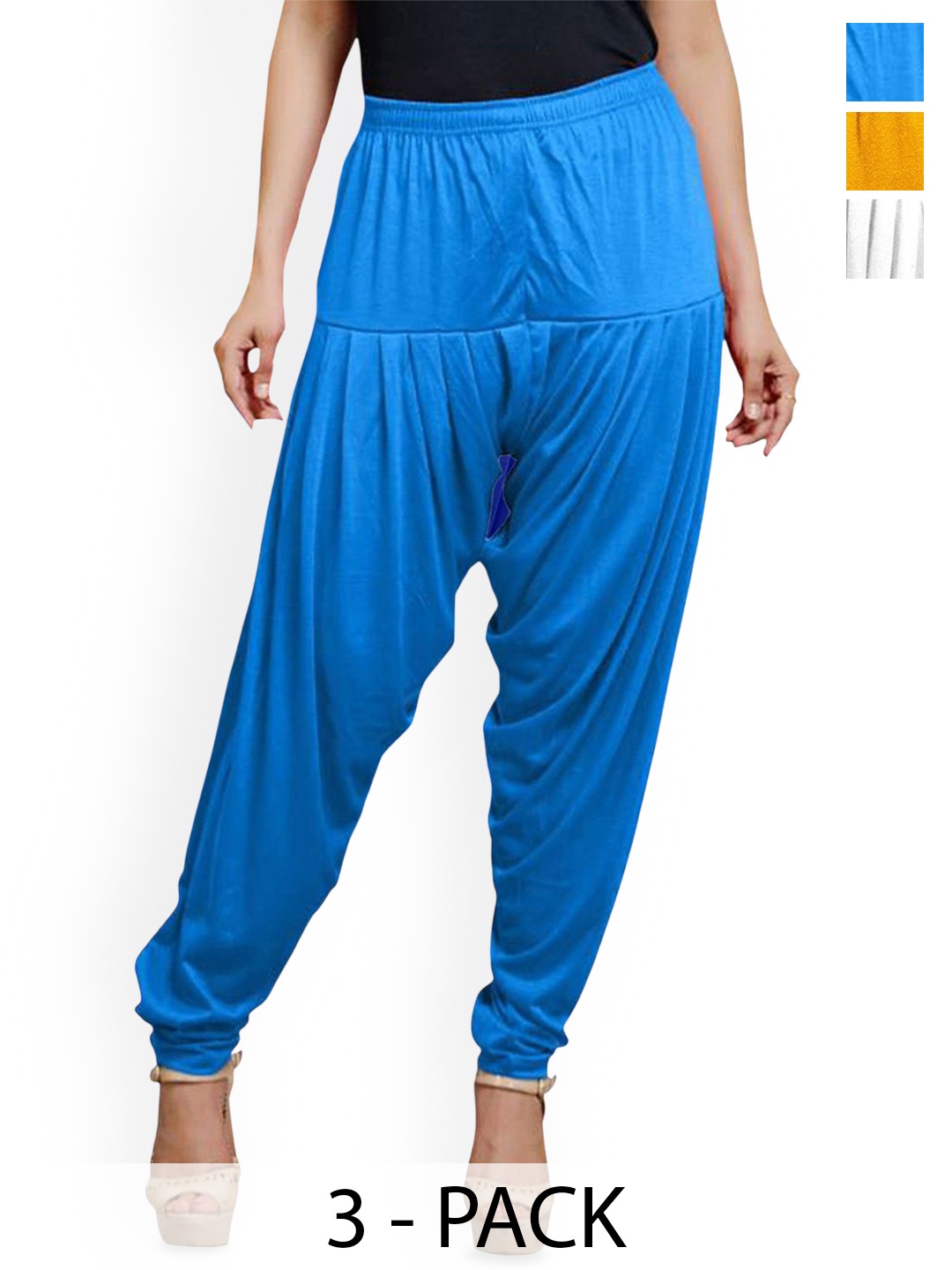 

AFRA GARMENTS Pack Of 3 Loose-Fit Patiala, Blue