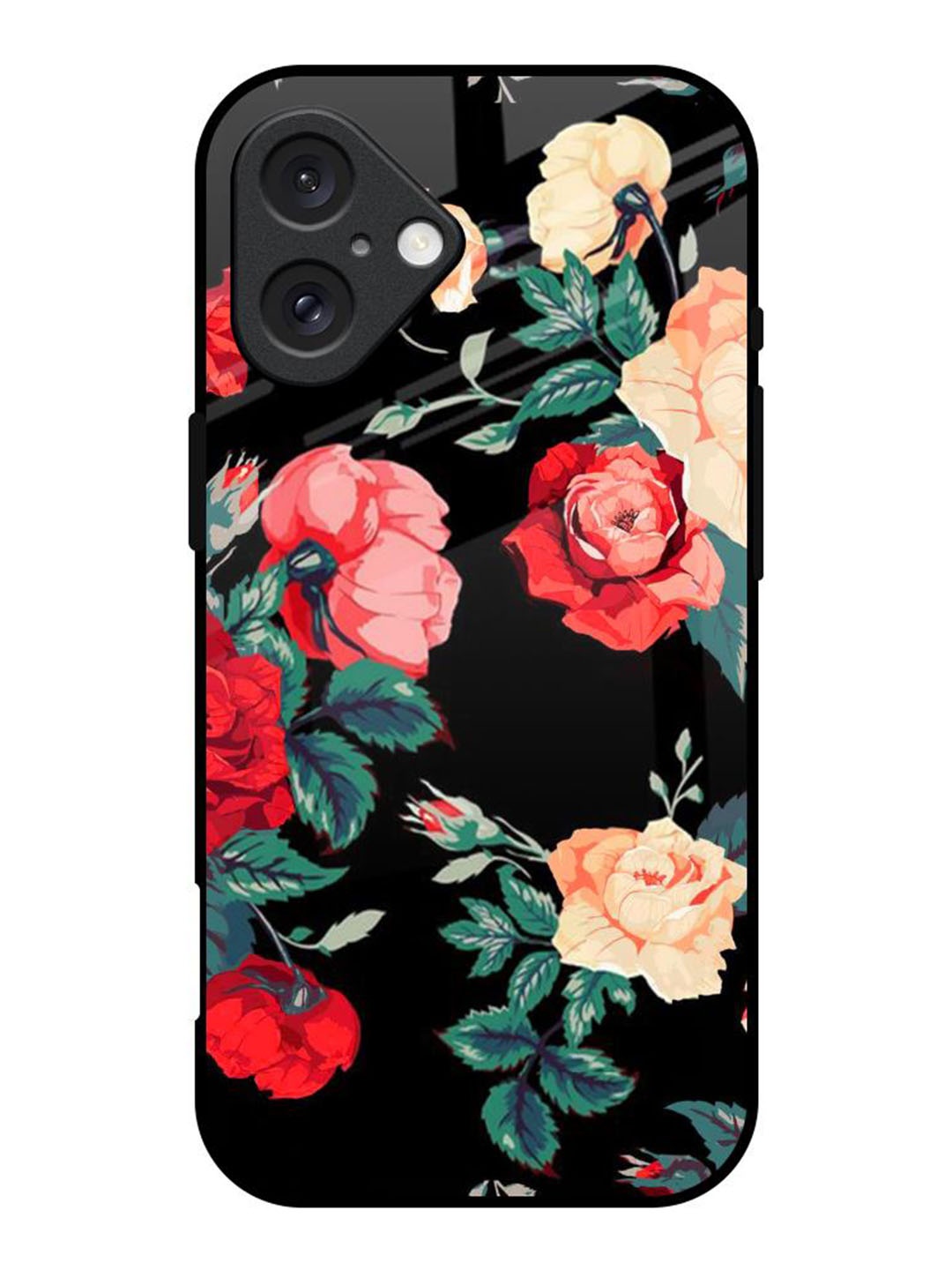 

QRIOH Floral Bunch Printed iPhone 16 Back Case, Black