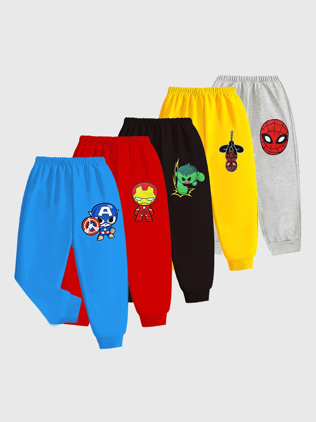 

Marvel by Miss and Chief Boys Pack Of 5 Printed Joggers, Black