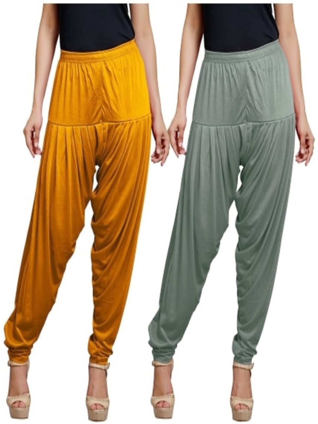

AFRA GARMENTS Women Pack Of 2 Loose Fit Mid Rise Patiala, Grey