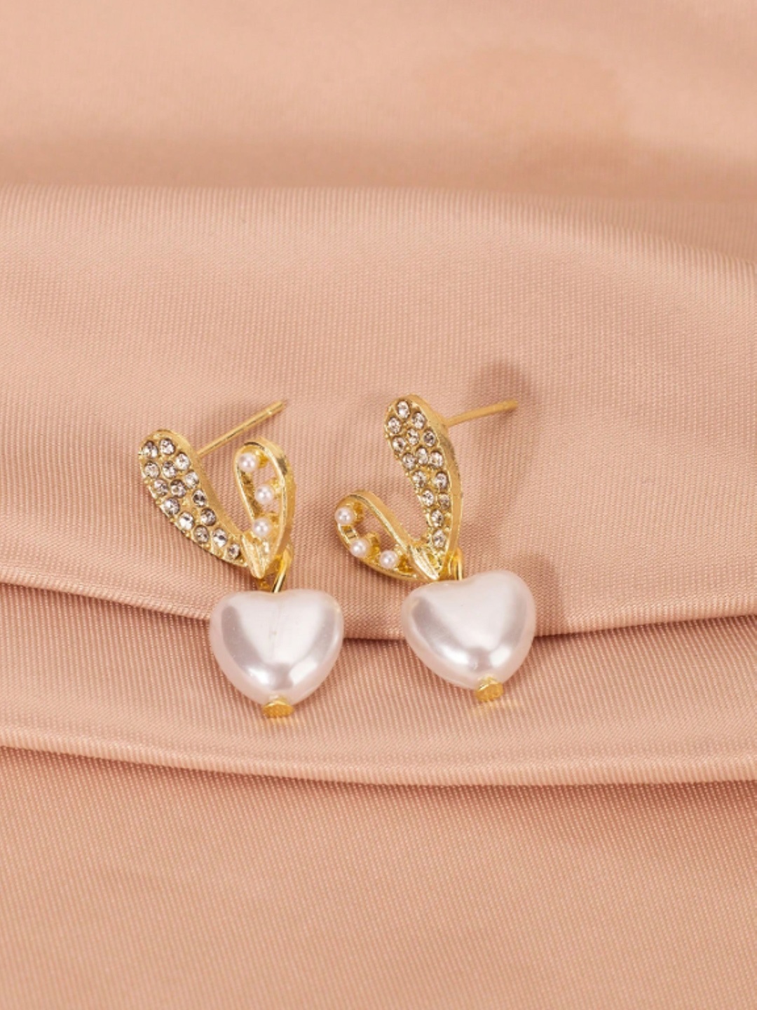 

SUBHAGALANKAR Gold Plated Pearls Studded Contemporary Drop Earrings
