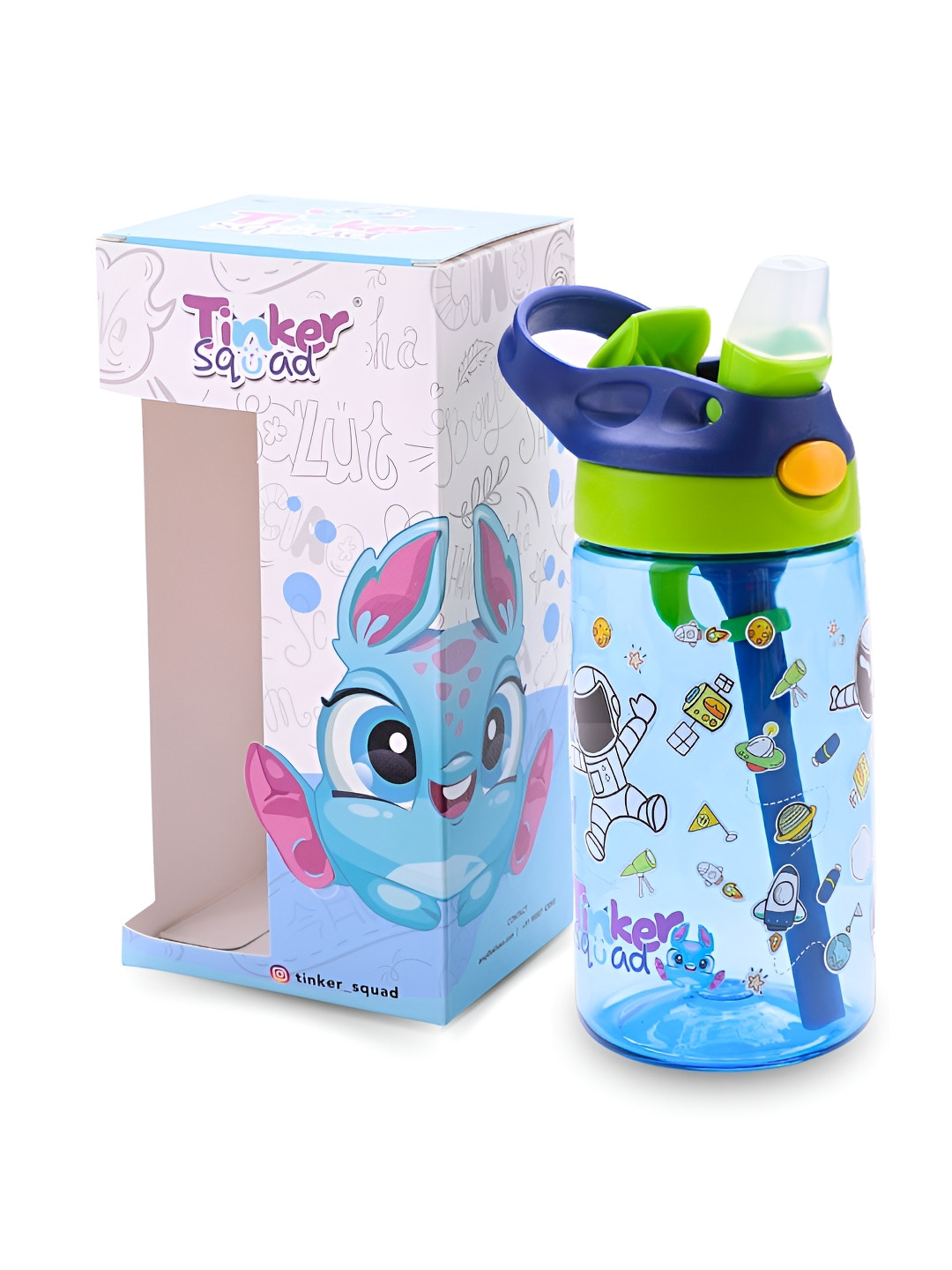 

Tinker Squad Blue Space Theme BPA free Tritan Non fading Sipper Water Bottle 500ml